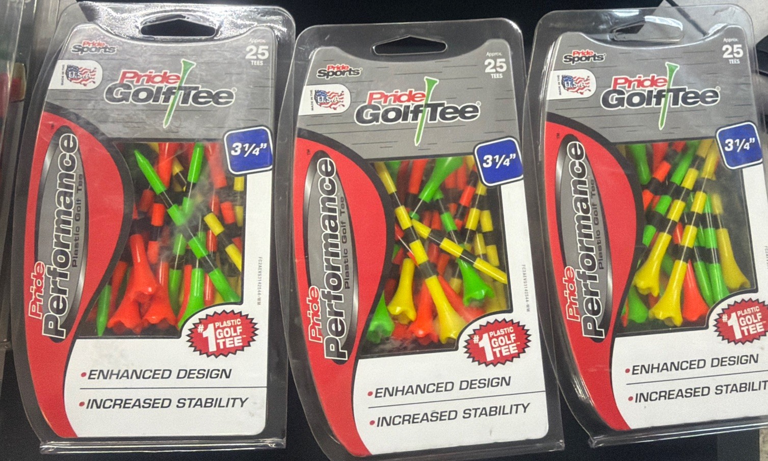A Lot Of 3 PackPride Performance Plastic Golf Tee 3-1/4” Pack of 25 Pride Sports
