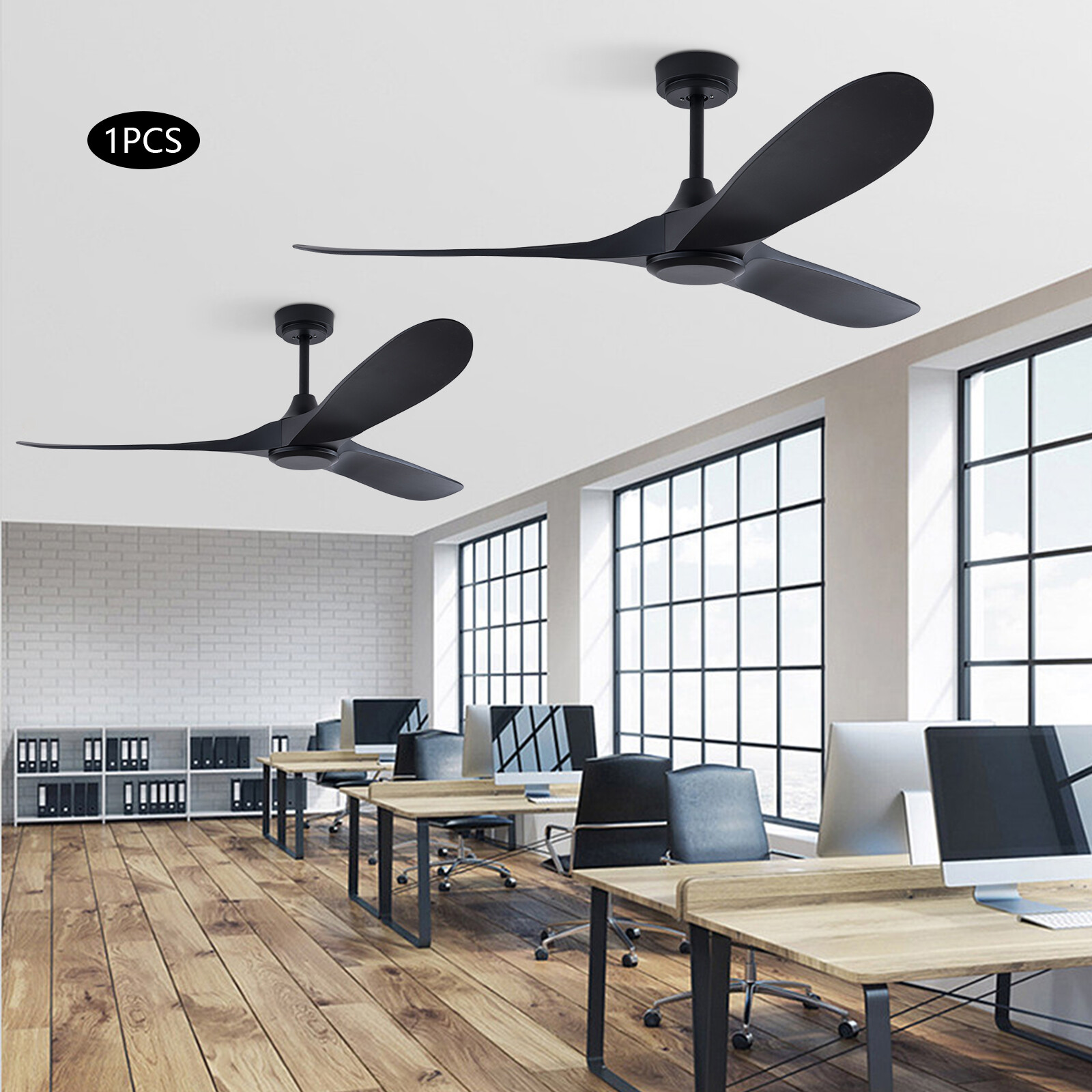 52" Flush Mount Solid Wood Ceiling Fan with Light 3 Speed Quiet DC Motor 3 CCT