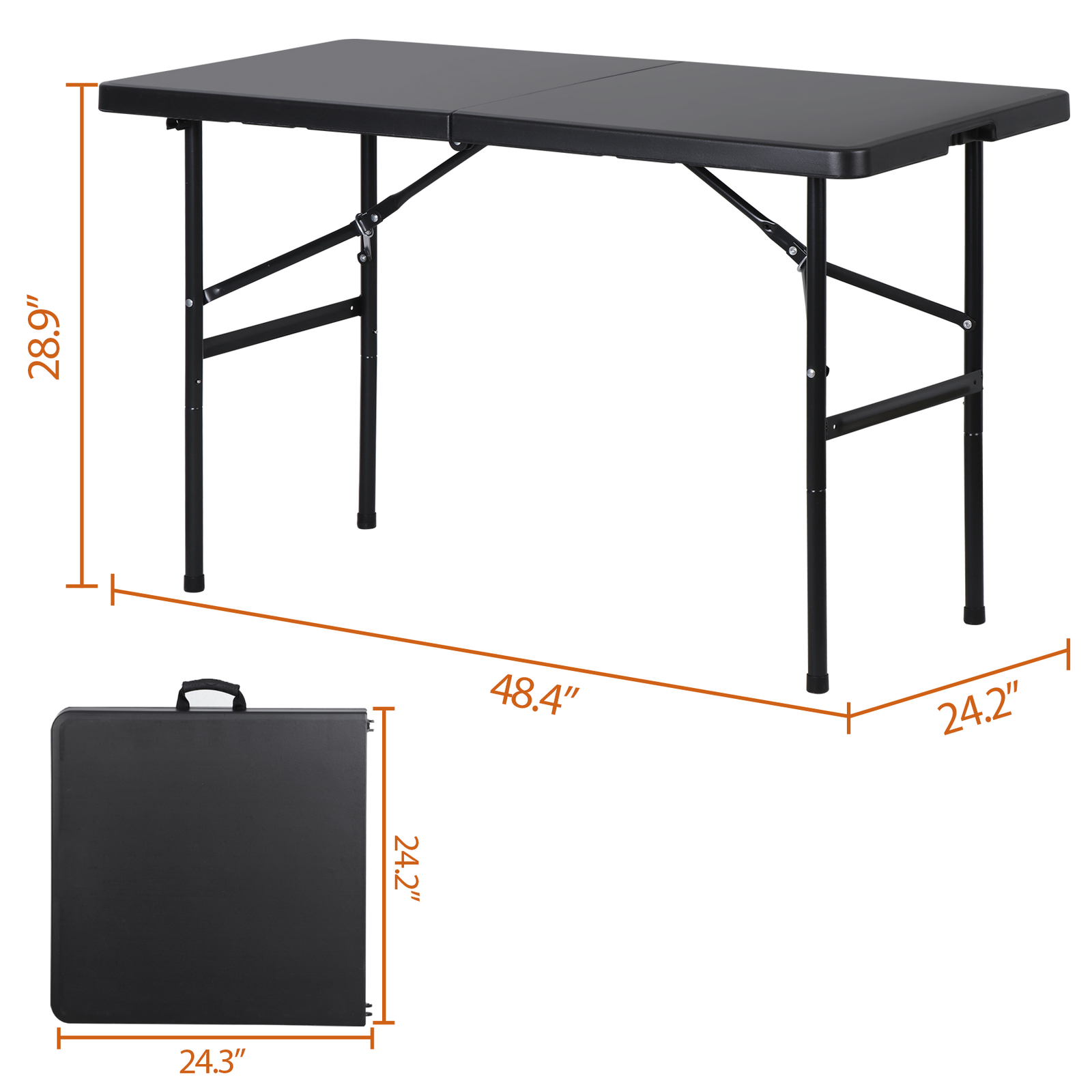 4 FT Folding Table Plastic Portable Tables for Dining Parties Card Wedding BBQ