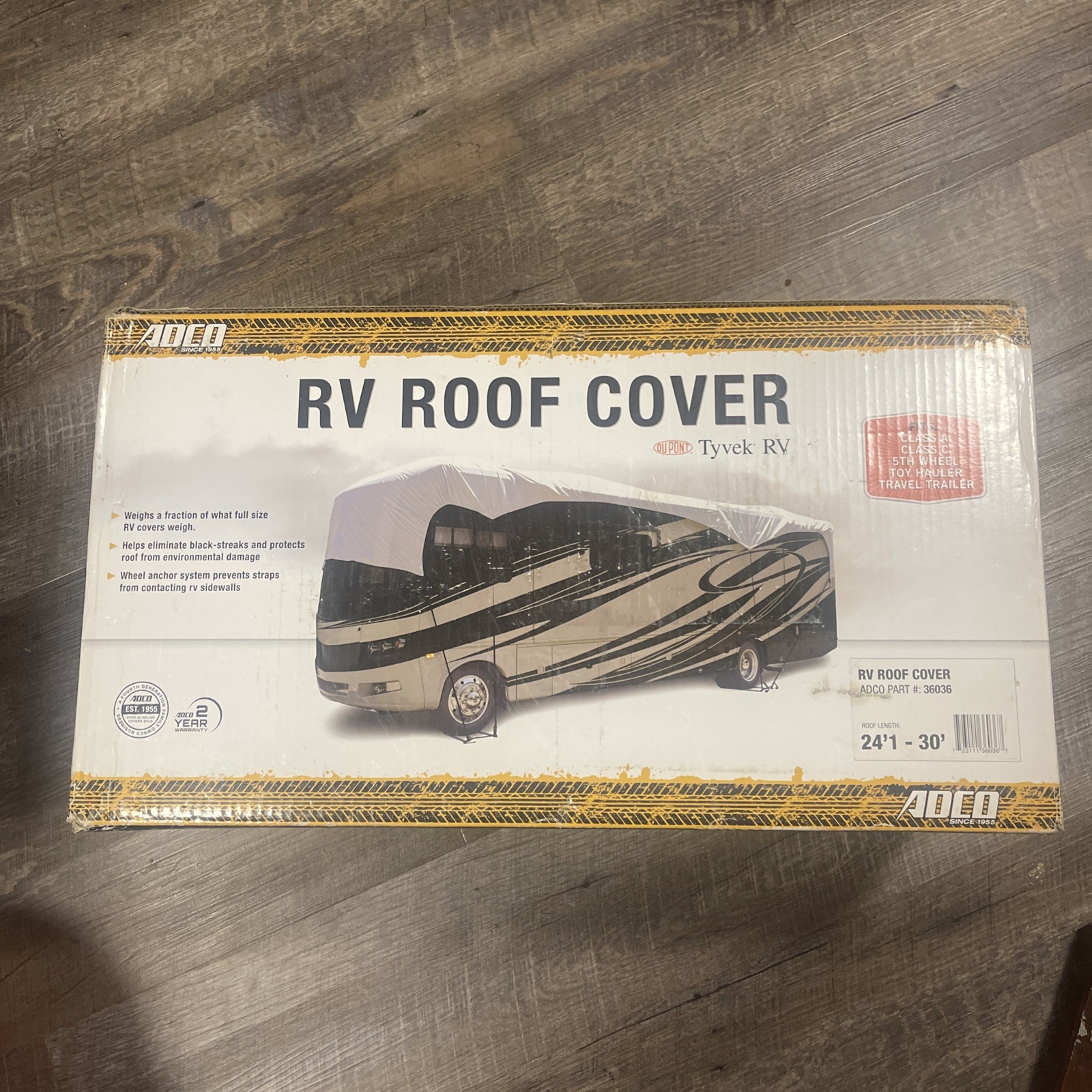 ADCO 36036 Tyvek 24'1" - 30' RV Roof Cover Tarp - NEW IN BOX NIB