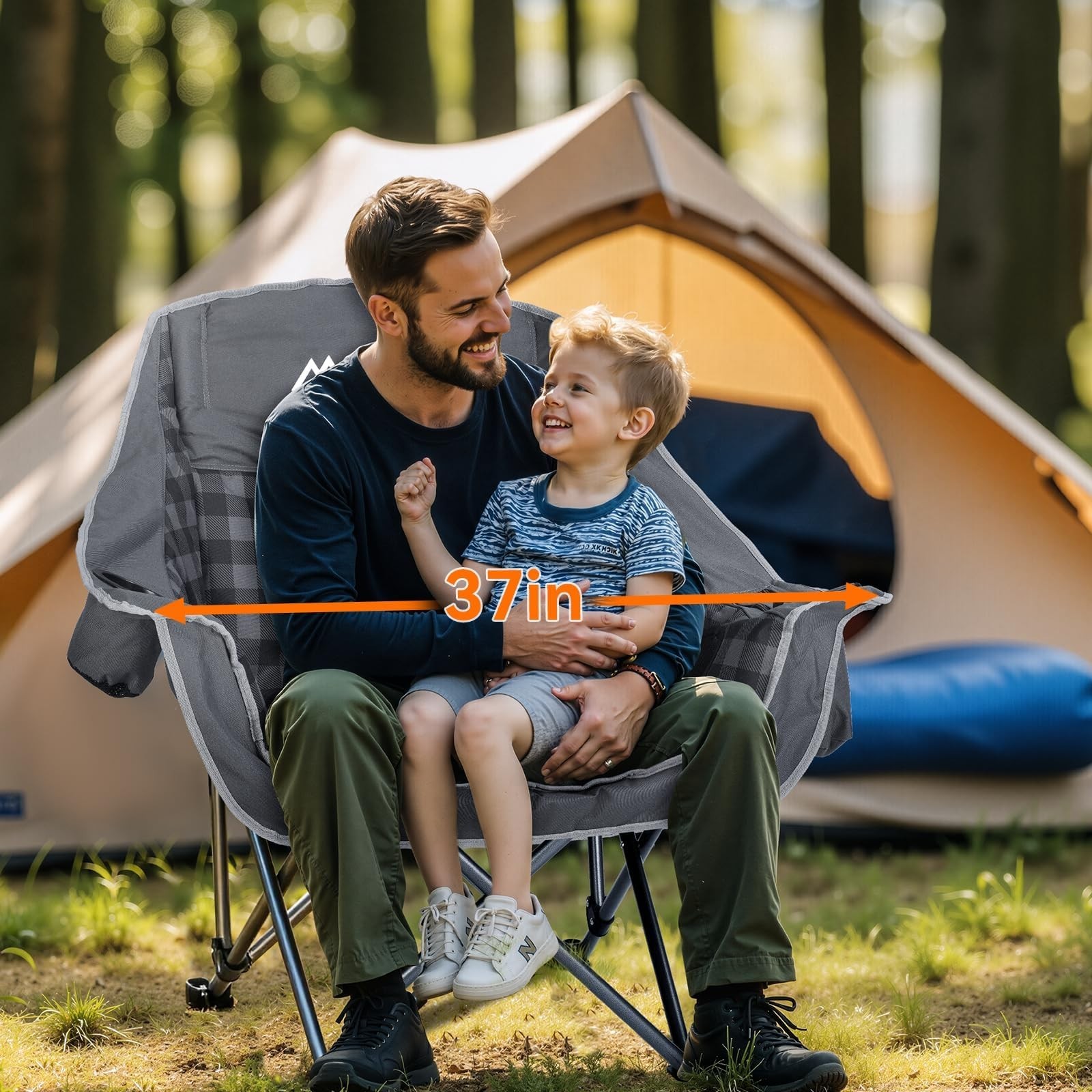 2 Pack Camping Chairs Oversized Padded Camping Chair Heavy-Duty Foldable Camp...