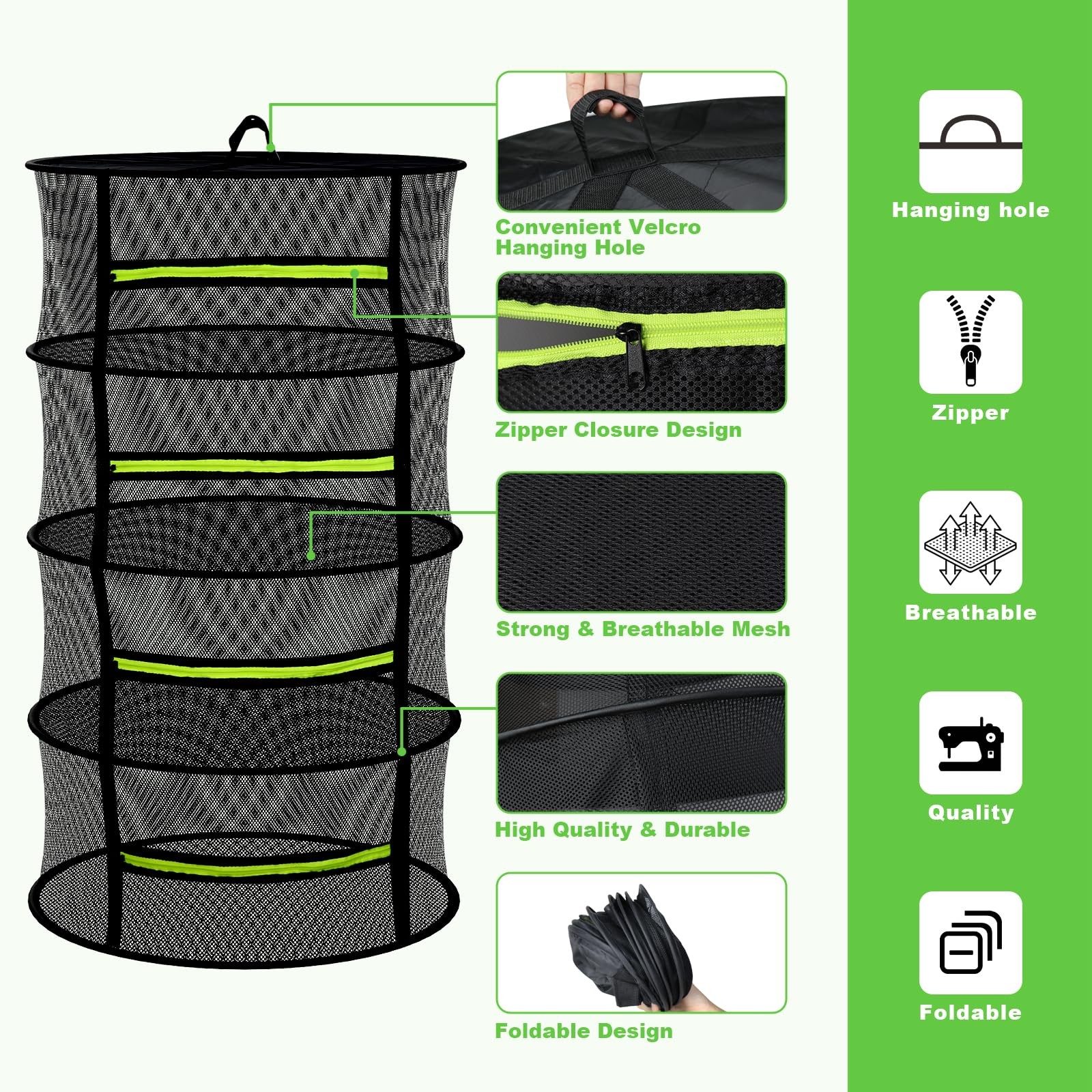 Herb Drying Rack Mesh Hanging with Zipper & Pruning Shears for Drying Herb
