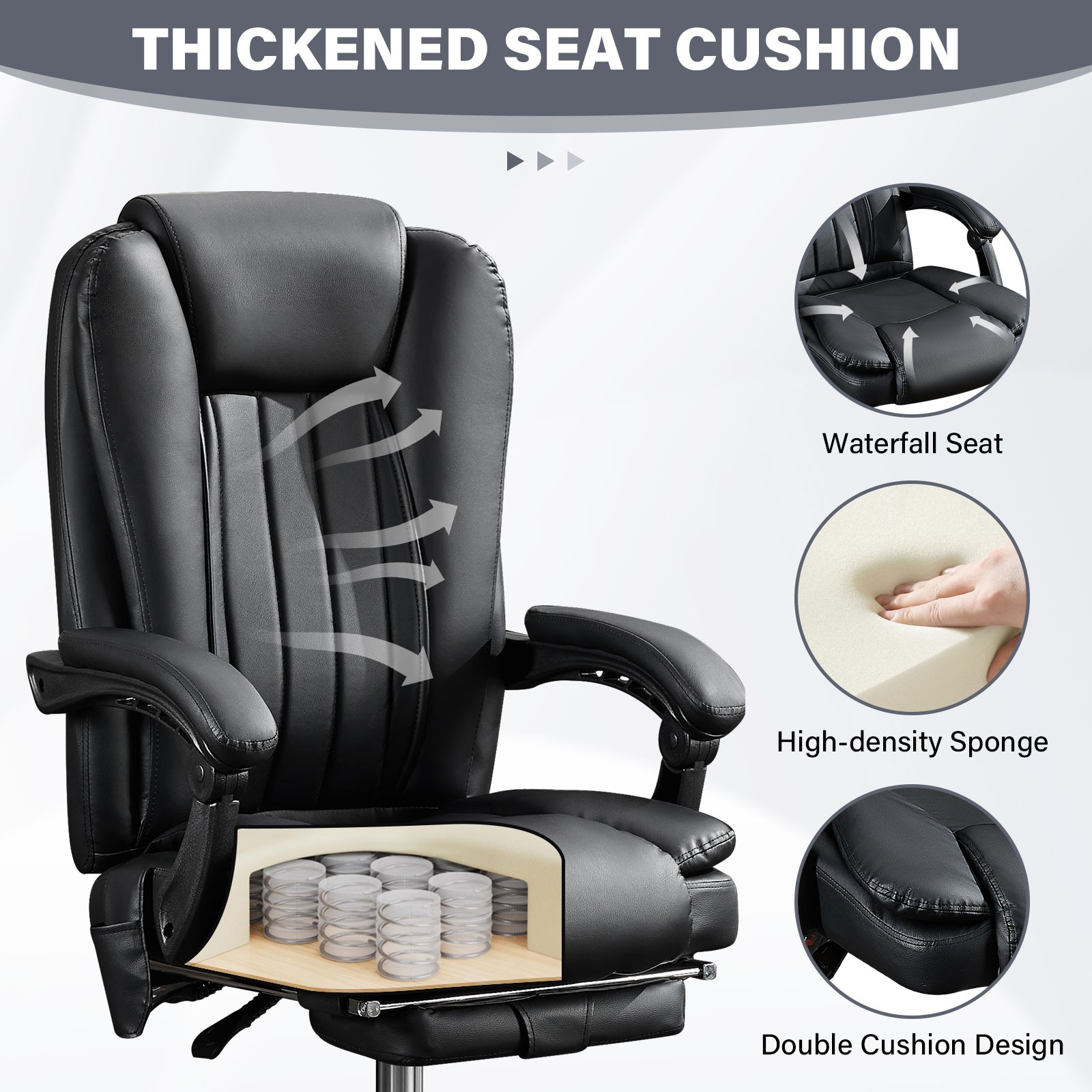 Massage Office Chair 6 Point Heated VibrationReclining Desk Chair with Footrest