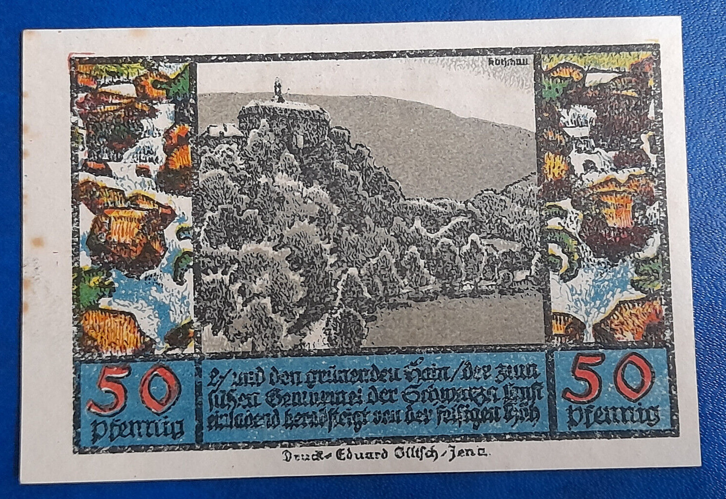 SCHWARZBURG NOTGELD 50 PFENNIG 1922 EMERGENCY MONEY GERMANY BANKNOTE (29158)