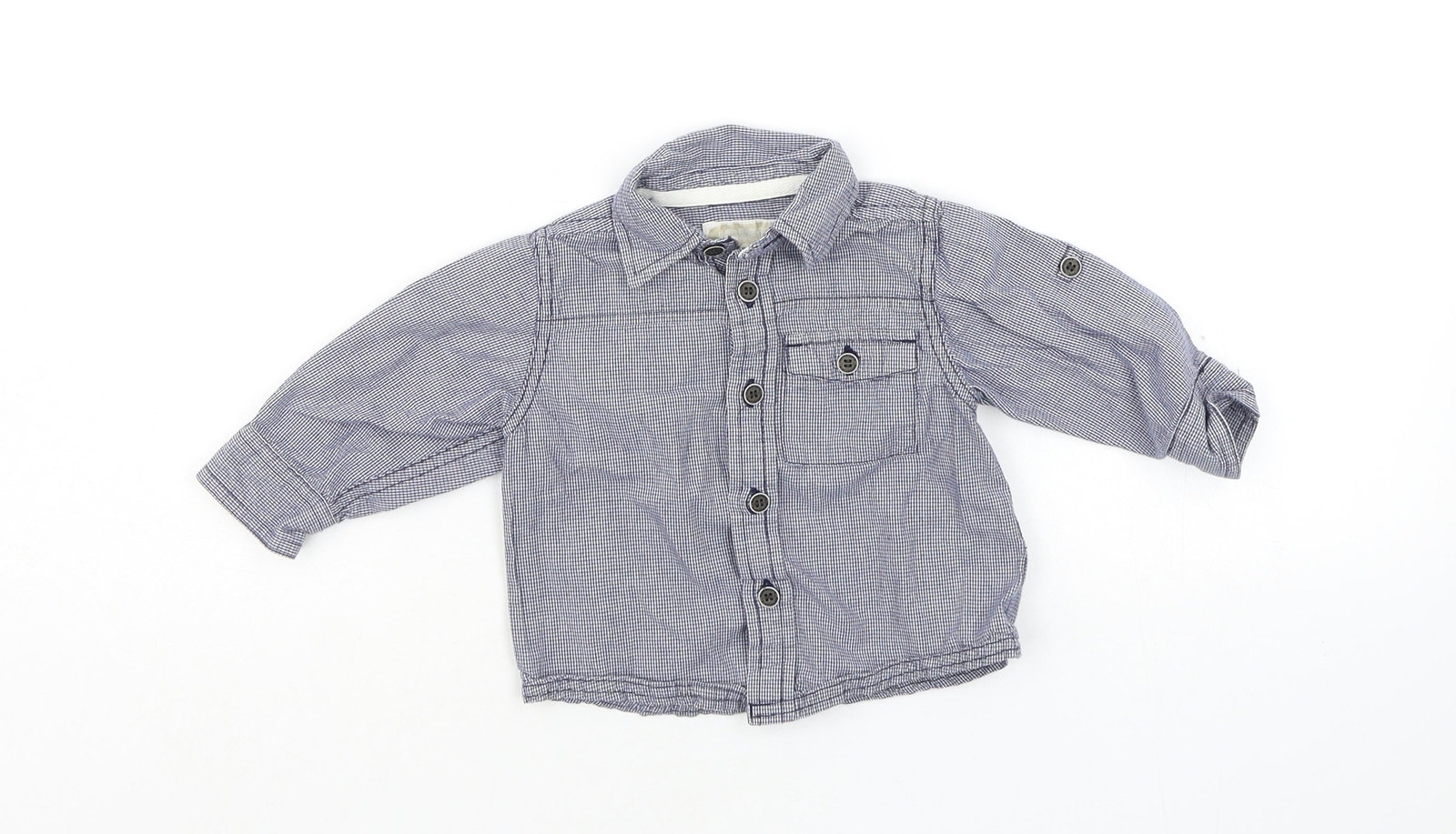 m Boys Blue 100% Cotton Basic Button-Up Size 6-9 Months Collared