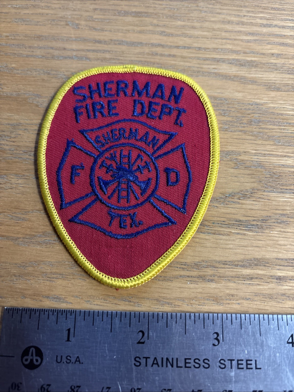 Sherman  Fire Dept., Texas (2.75" x 3.5" ballcap size) fire patch-Historical Mem