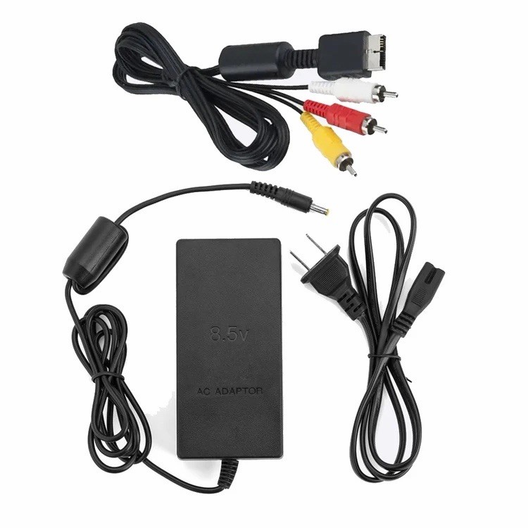 PlayStation 2 Slim Complete Hookup Kit Bundle A/V AV Cable AC Power Supply PS2