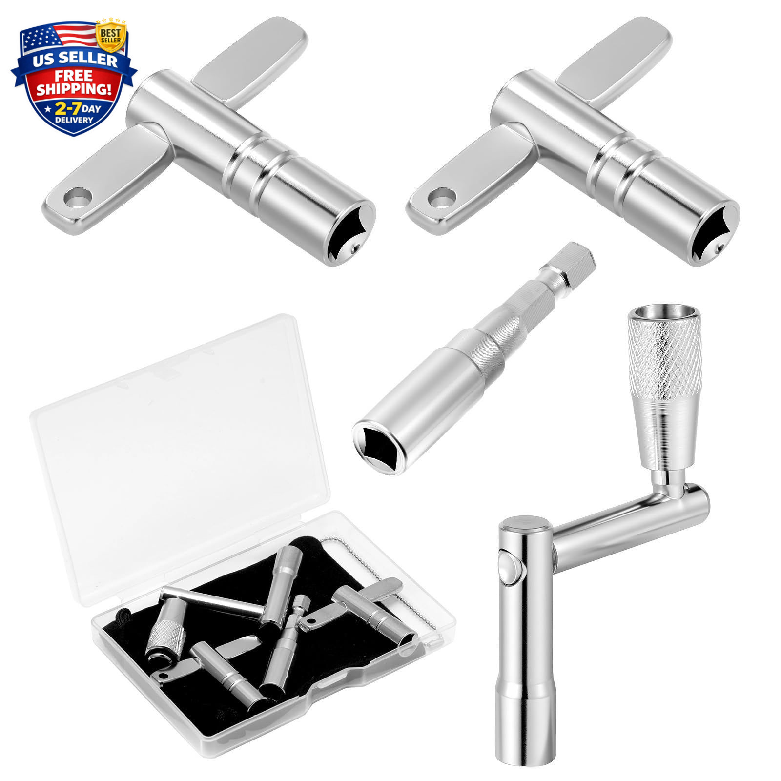 Drum Key Set, 4PCS Drum Tuning Kit with Drill Bit, Speed Drum Key, Standard D...