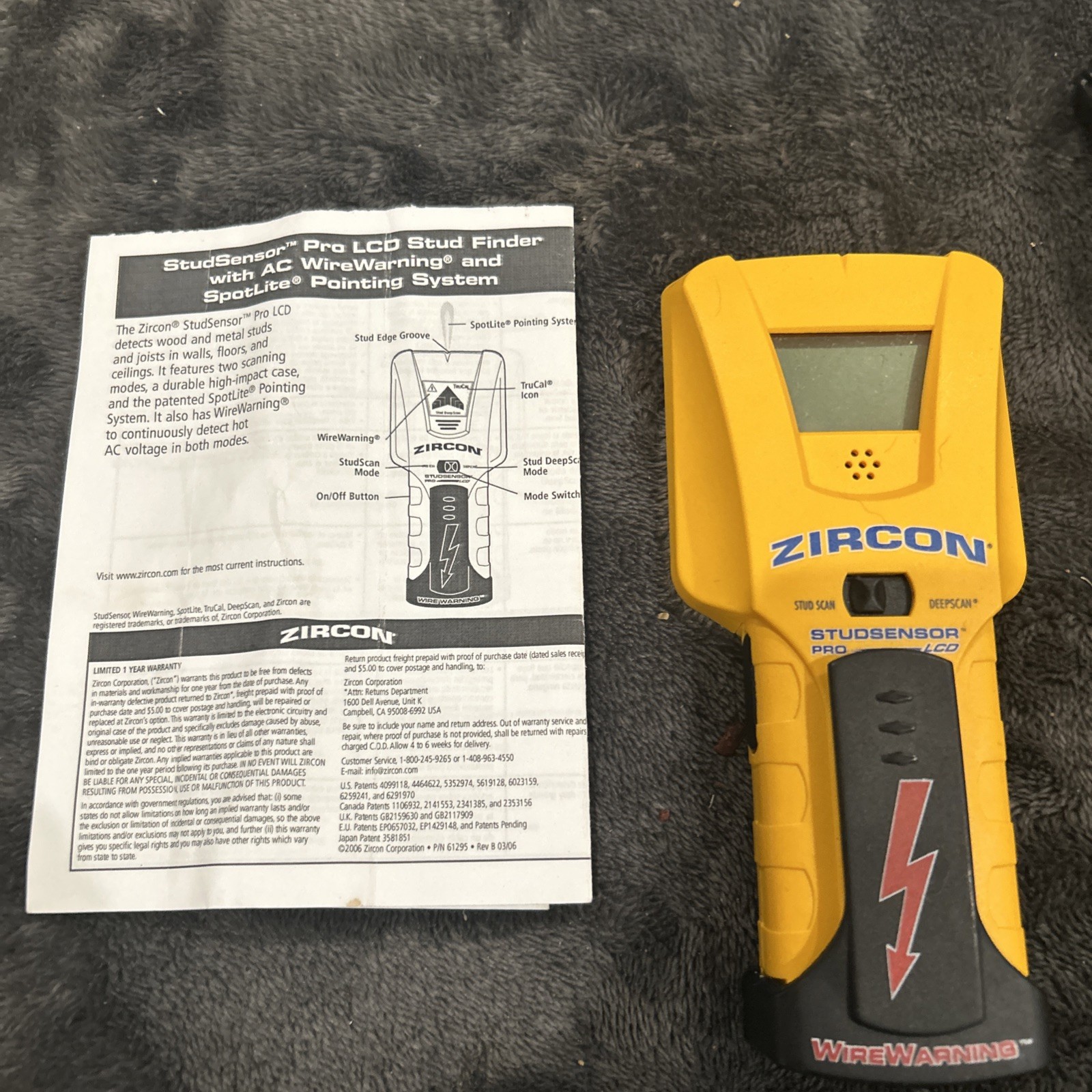 ZIRCON Electronic Deep Scan Stud Sensor PRO LCD Stud Scan With Wire Warning