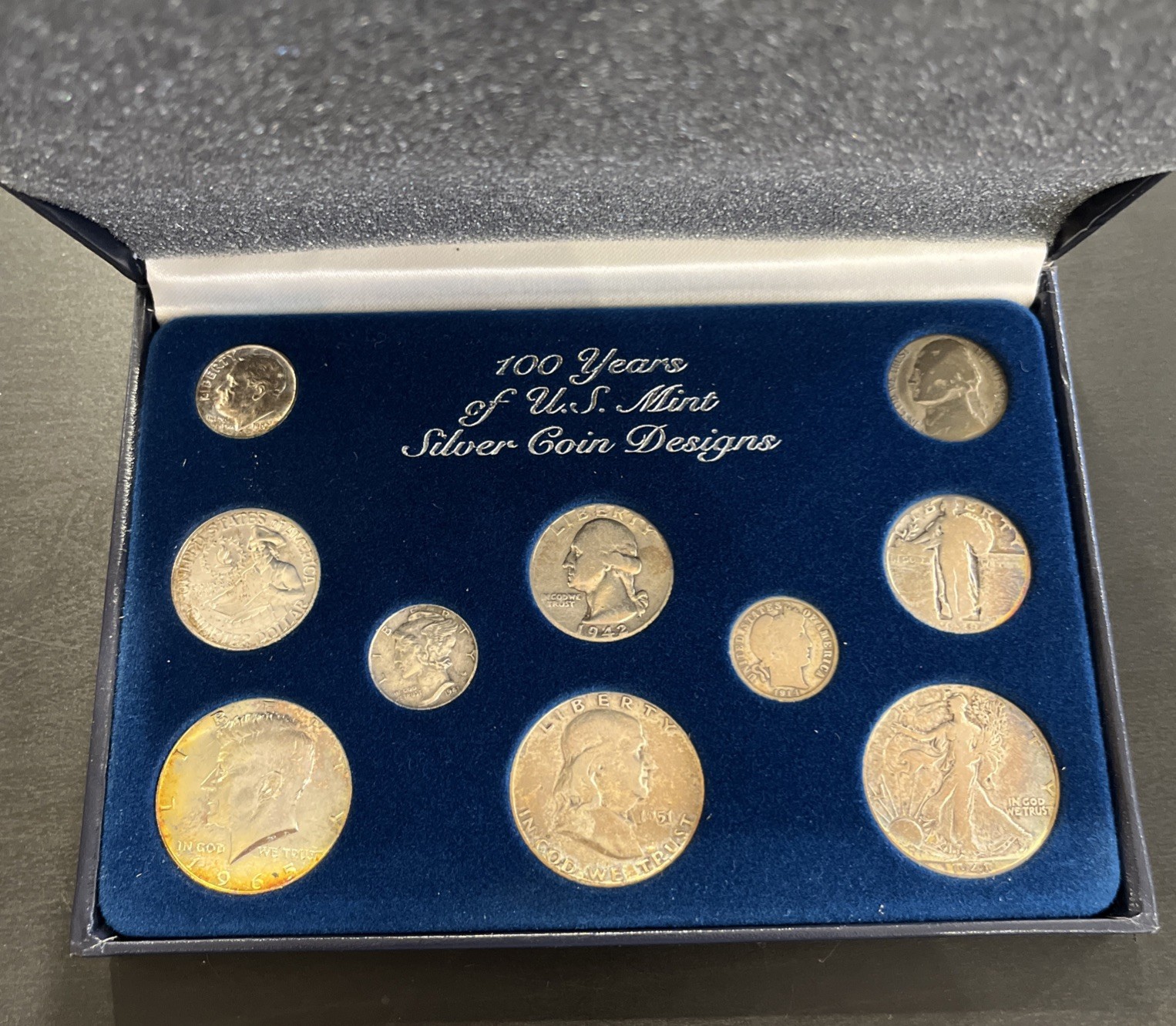 100 Years Of U.S. Silver Coins - Set of 10 Coins in Display Case