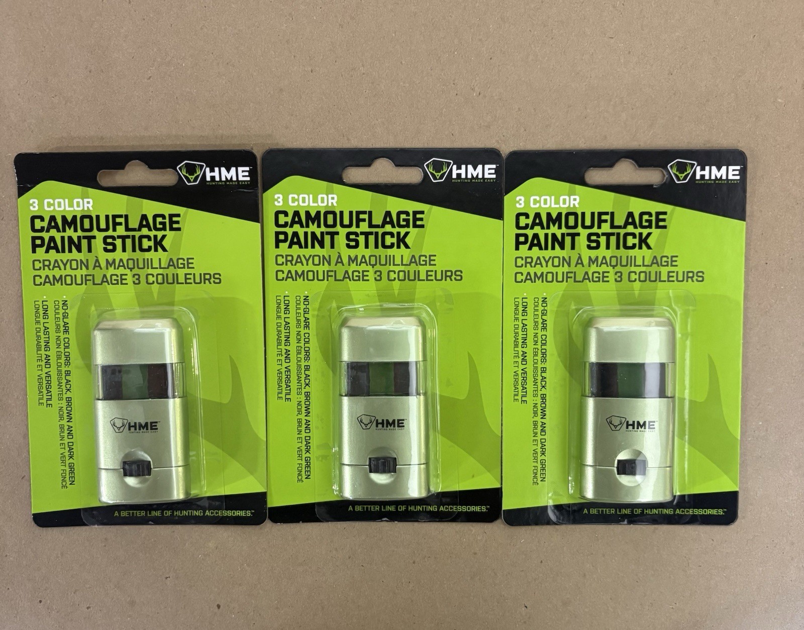 (3 PACK) HME Products Camouflage Face Paint Stick 3 Color Camo GameFace