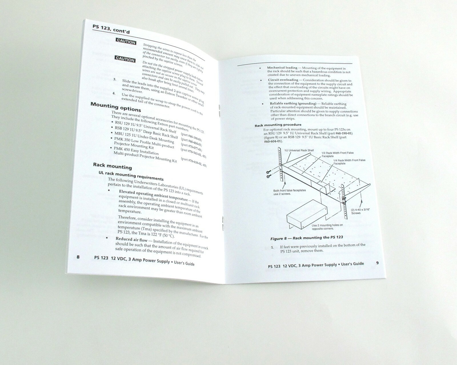 Extron Electronics PS123 Power Supply User's Guide Instruction Manual