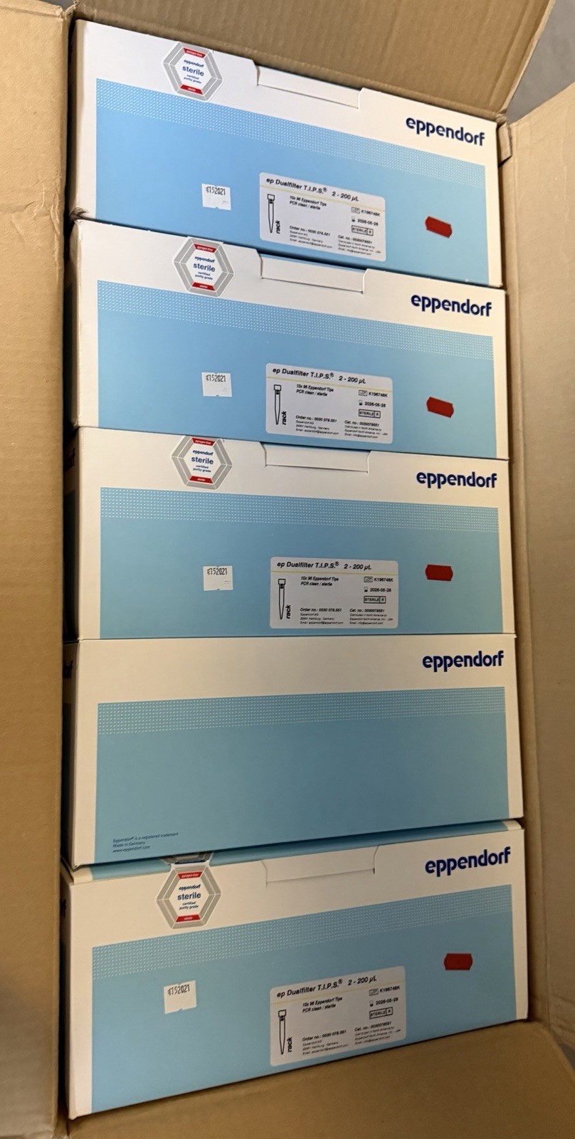 (5) Eppendorf ep Dualfilter T.I.P.S. 2-200 µL Filter Pipette Tips 10 Cases of 96