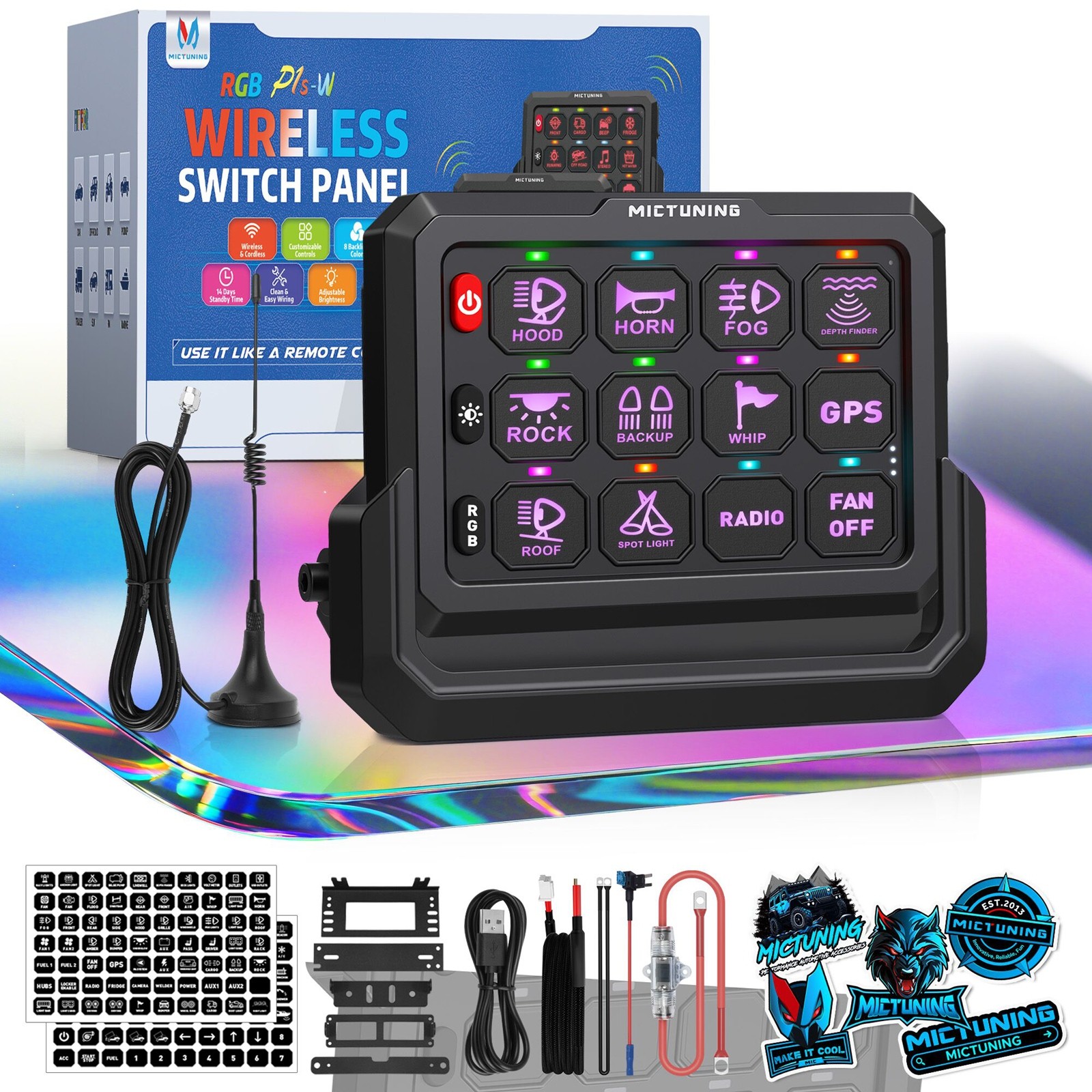 Wireless RGB Switch Panel LED Control Toggle Momentary Strobe Circuit Relay Box