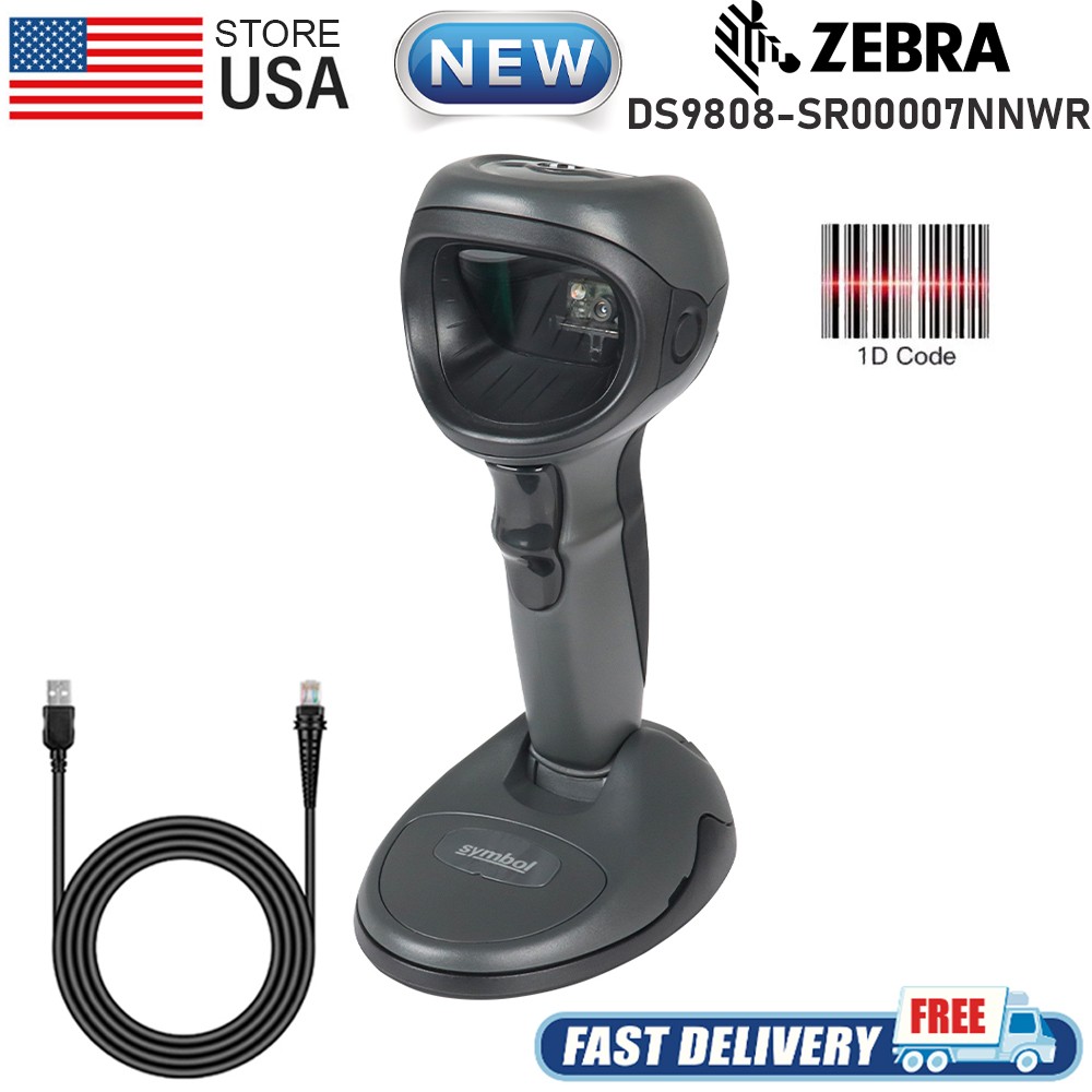 ZEBRA Symbol Motorola DS9808-SR00007NNWR 1D Laser Barcode POS Scanner +USB Cable