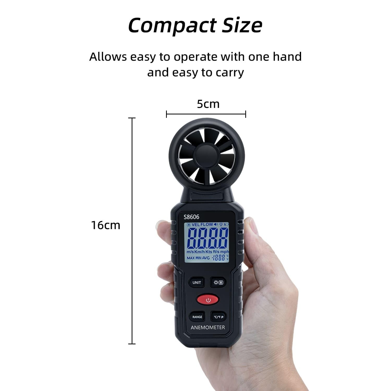 Split Handheld Anemometer Digital Wind Speed CFM Meter Gauge 14-140℉ LED