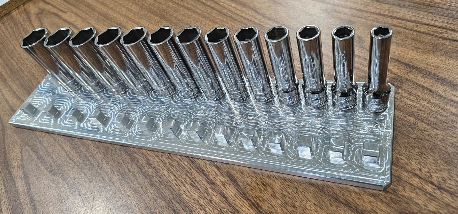 1/2 Drive Socket Organizer 2 Row 3/8" - 1-1/4" SAE - TOOLBOX BILLET