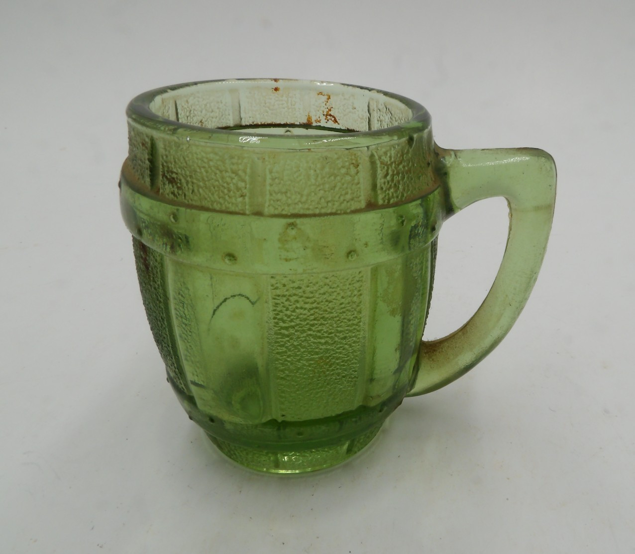 Little Green Glass Mug Toothpick Holder / Shot Glass