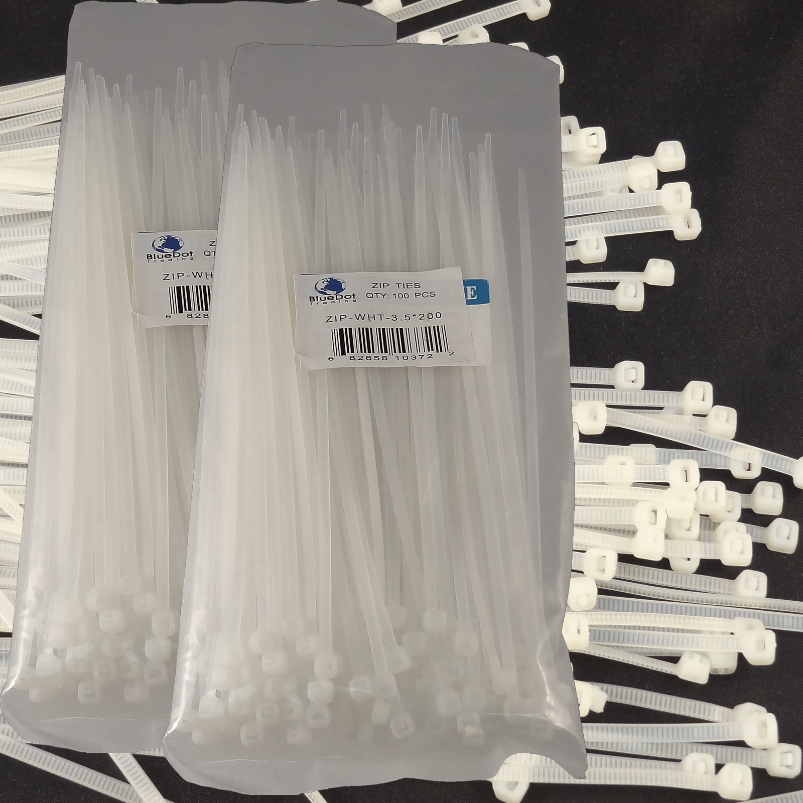 200 PCS WHITE 8" inch Network Cable Cord Wire Tie Strap 40 Lb Zip Nylon USA