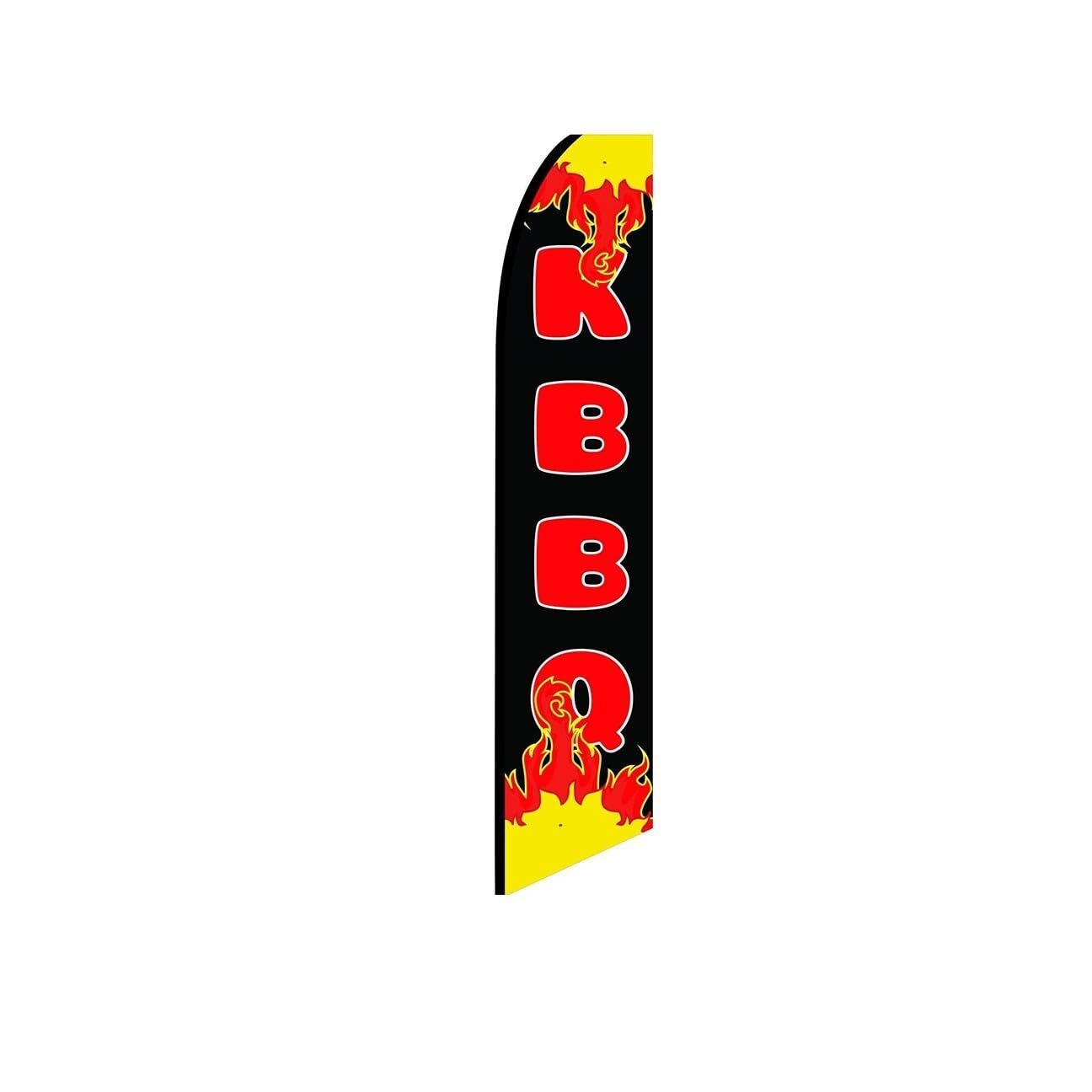 KBBQ Black Swooper Flutter Feather Flag | 3ft W x 11.5ft Tall