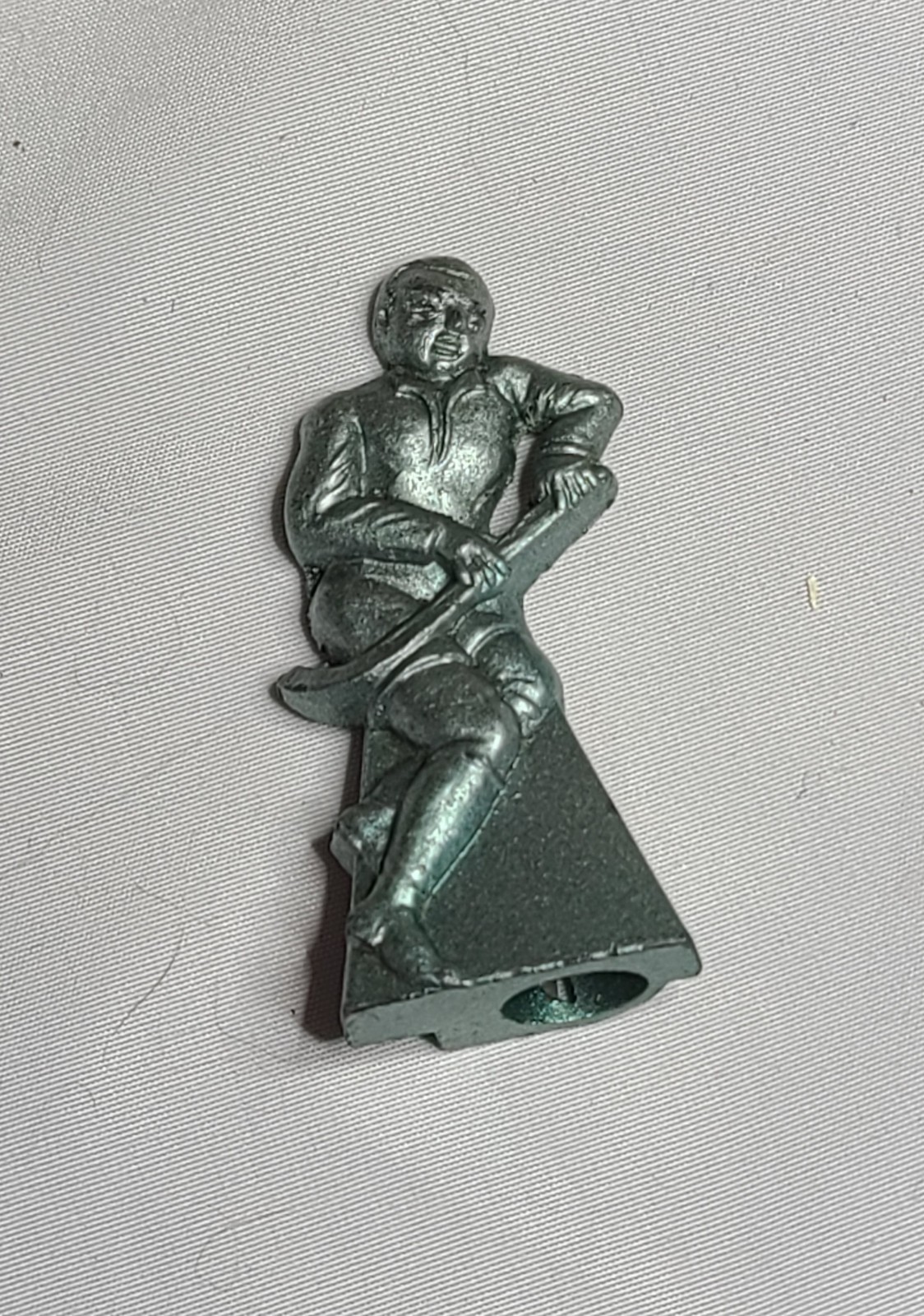 Vintage Field Hockey Player Germany 1.75" green rusty male man pencil Sharpener