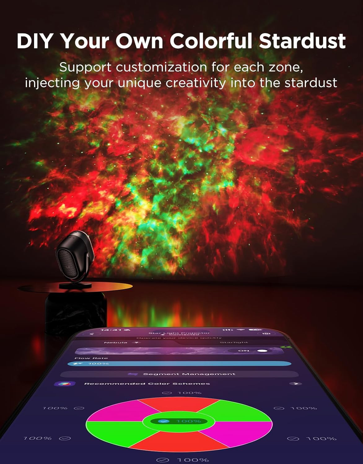Star Projector Lights, 7-Zone Colorful Nebula Effect, Compatible with Matter, 54