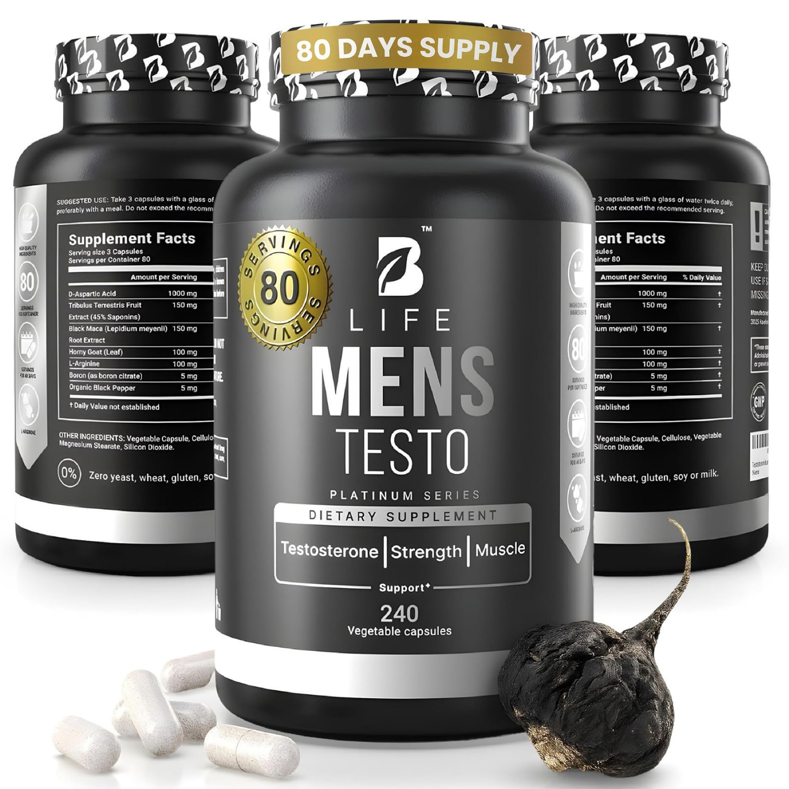 Testosterone for Men | Boron for men with Tribulus Terrestris, Black Maca, Ho...