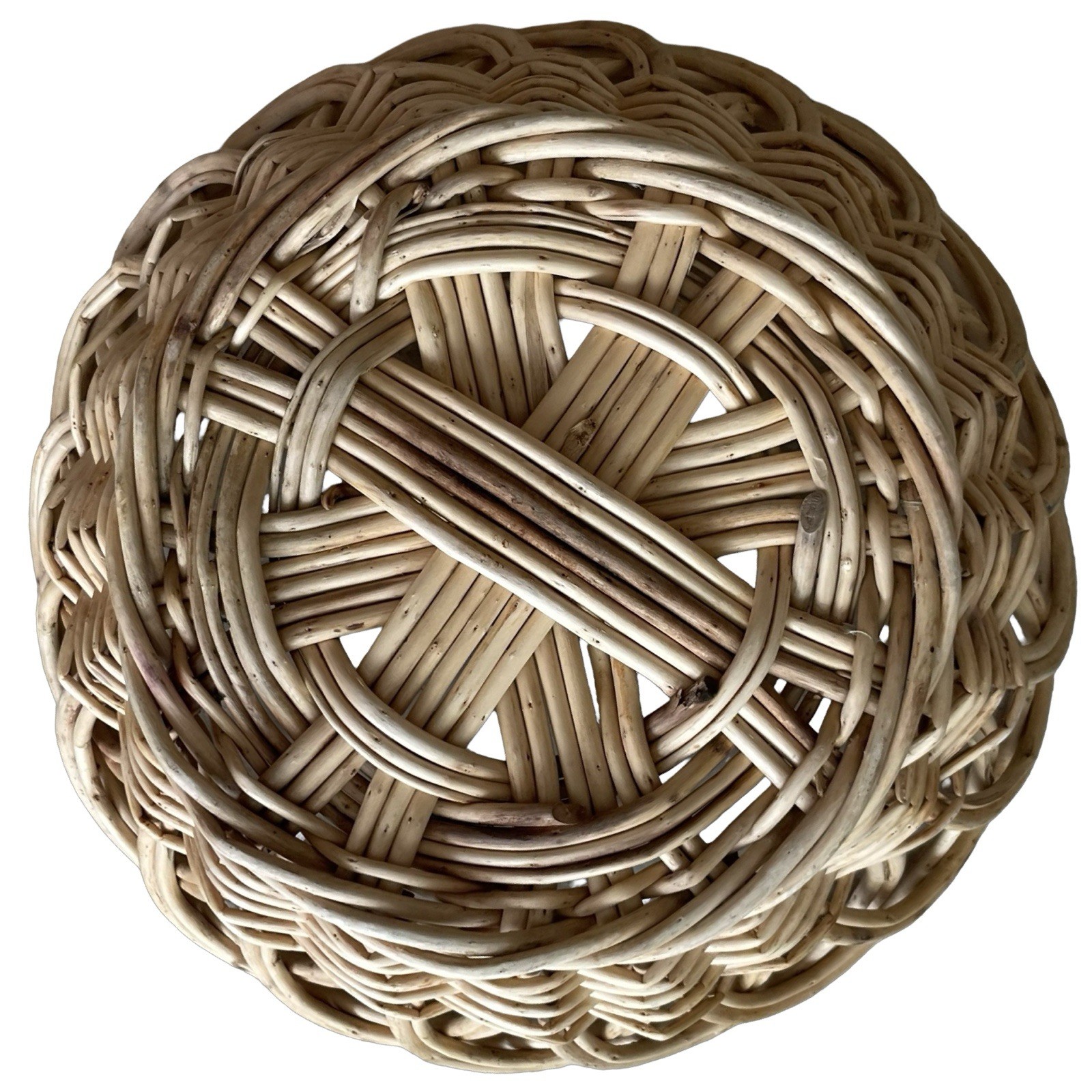Vtg Bread Basket Woven Wicker Rustic Farmhouse Fruit Decor 13”