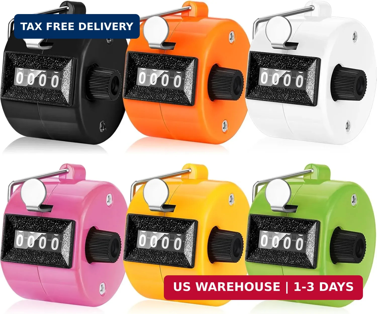 TOODOO 6 Pack Hand Tally Counter 4 Digit Mechanical Palm Clicker Plastic Hand He