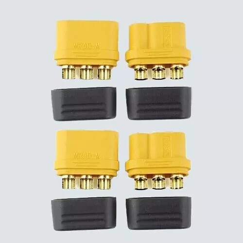 2 Pair AMASS MR60 Connector Plug Female Male 3.5 Bullet Power Plugs with Caps