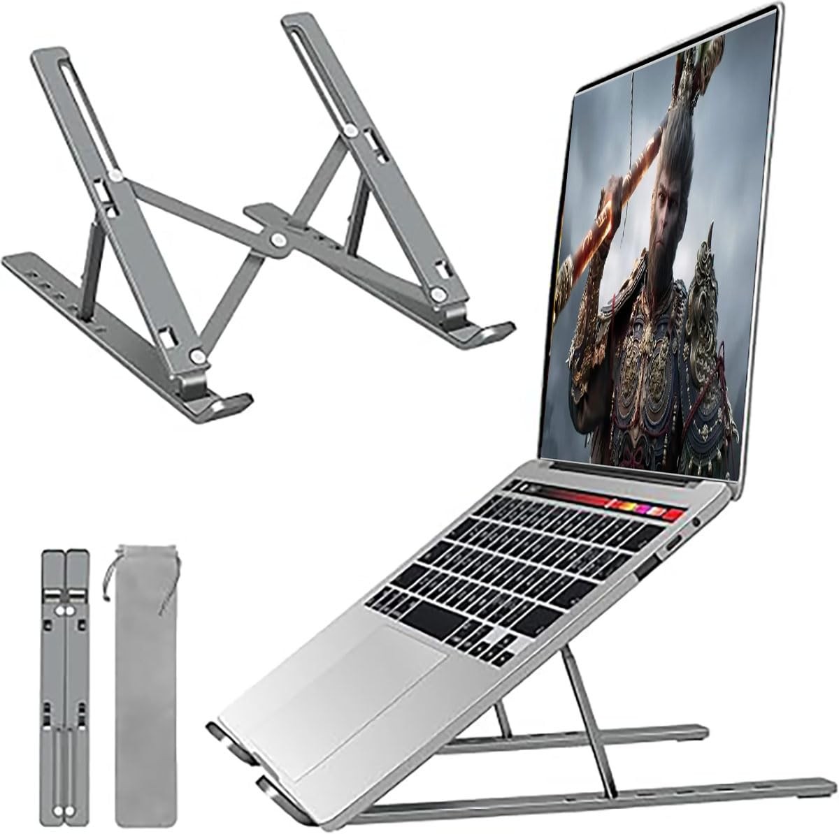 Laptop Stand for Desk,Adjustable Laptop Riser Aluminum Alloy+Silicone Foldabl...