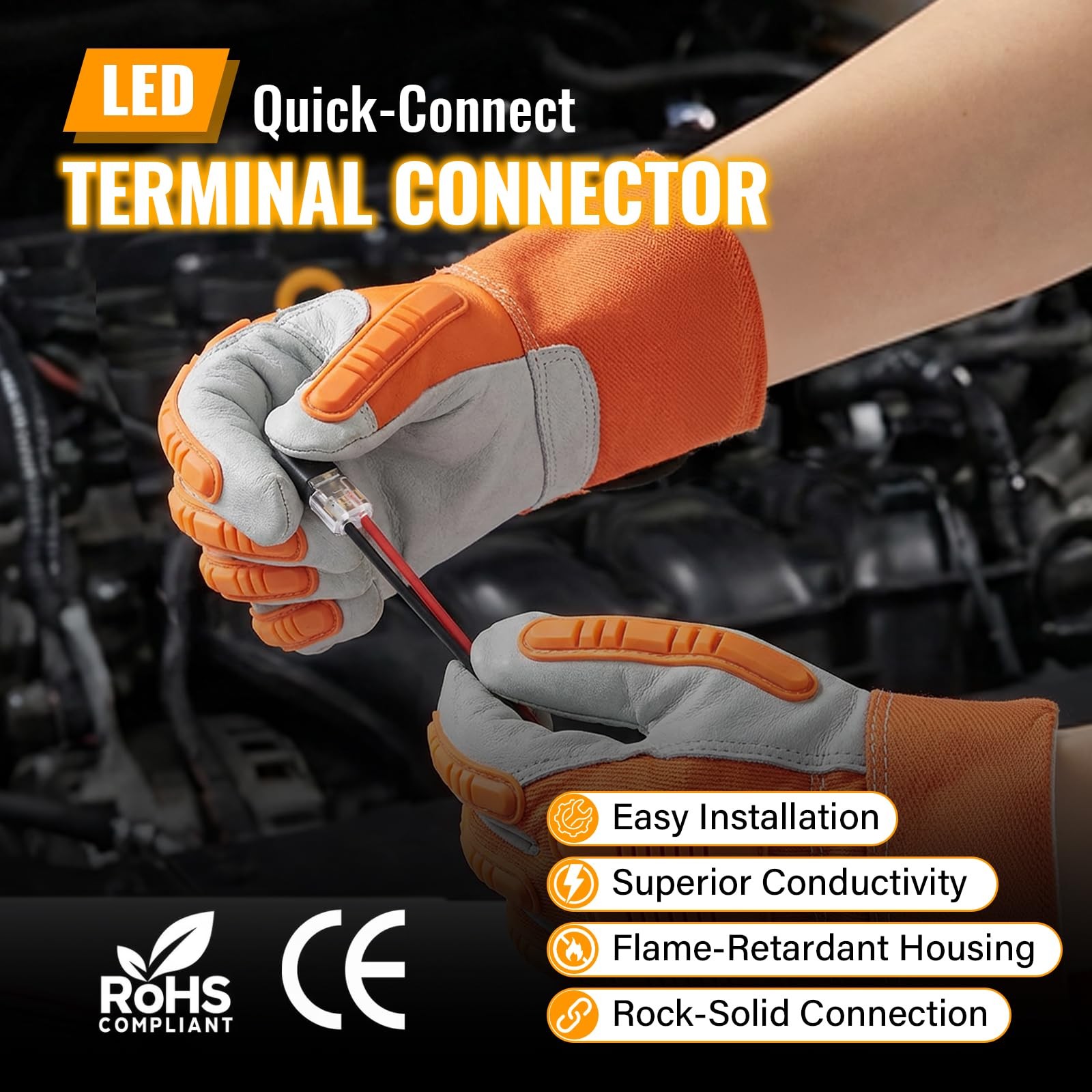 50Pcs D2 Quick Connect Wire Connectors – Optional Stripping Double Wire Plug ...