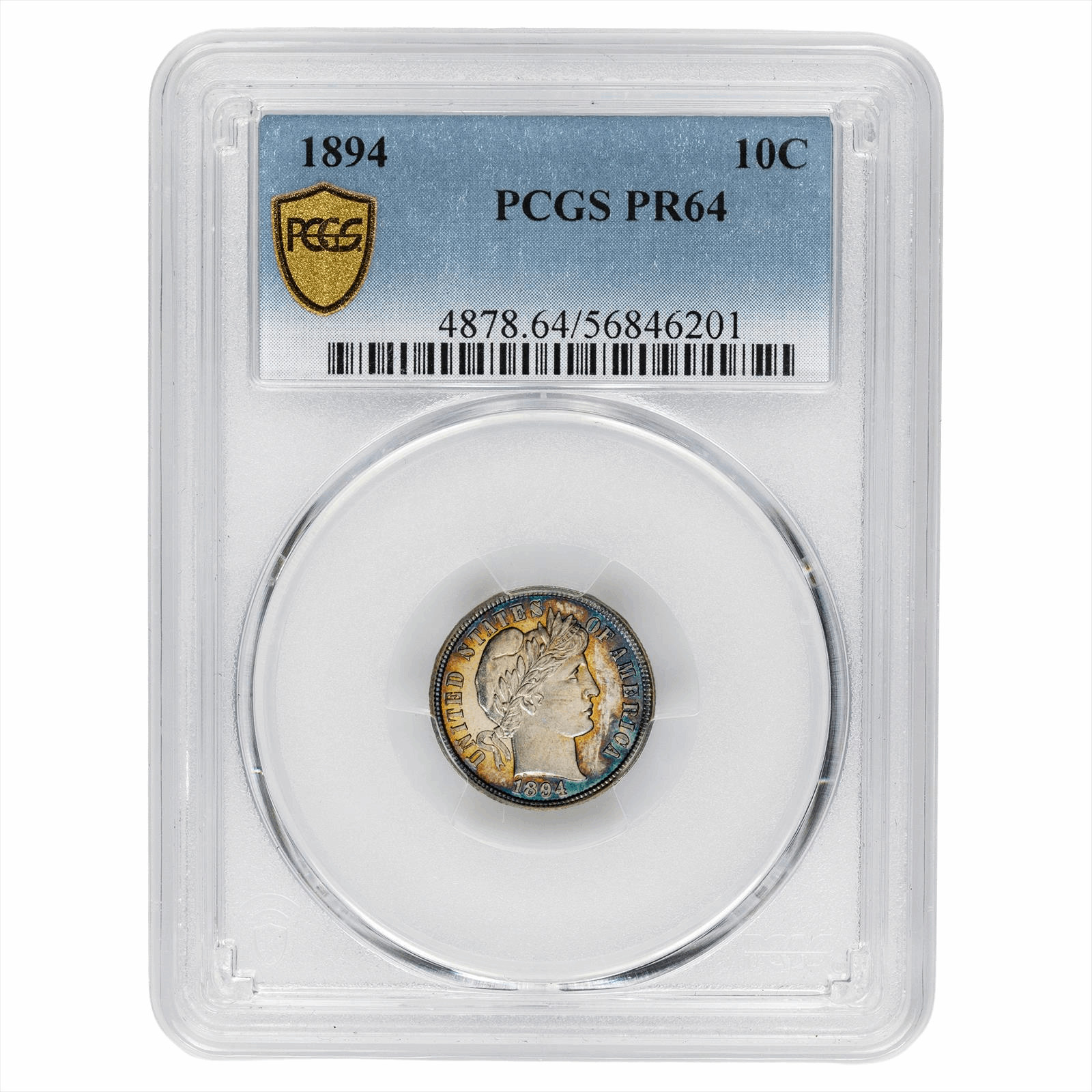 1894 Barber Dime 10C PCGS PR 64 CAC