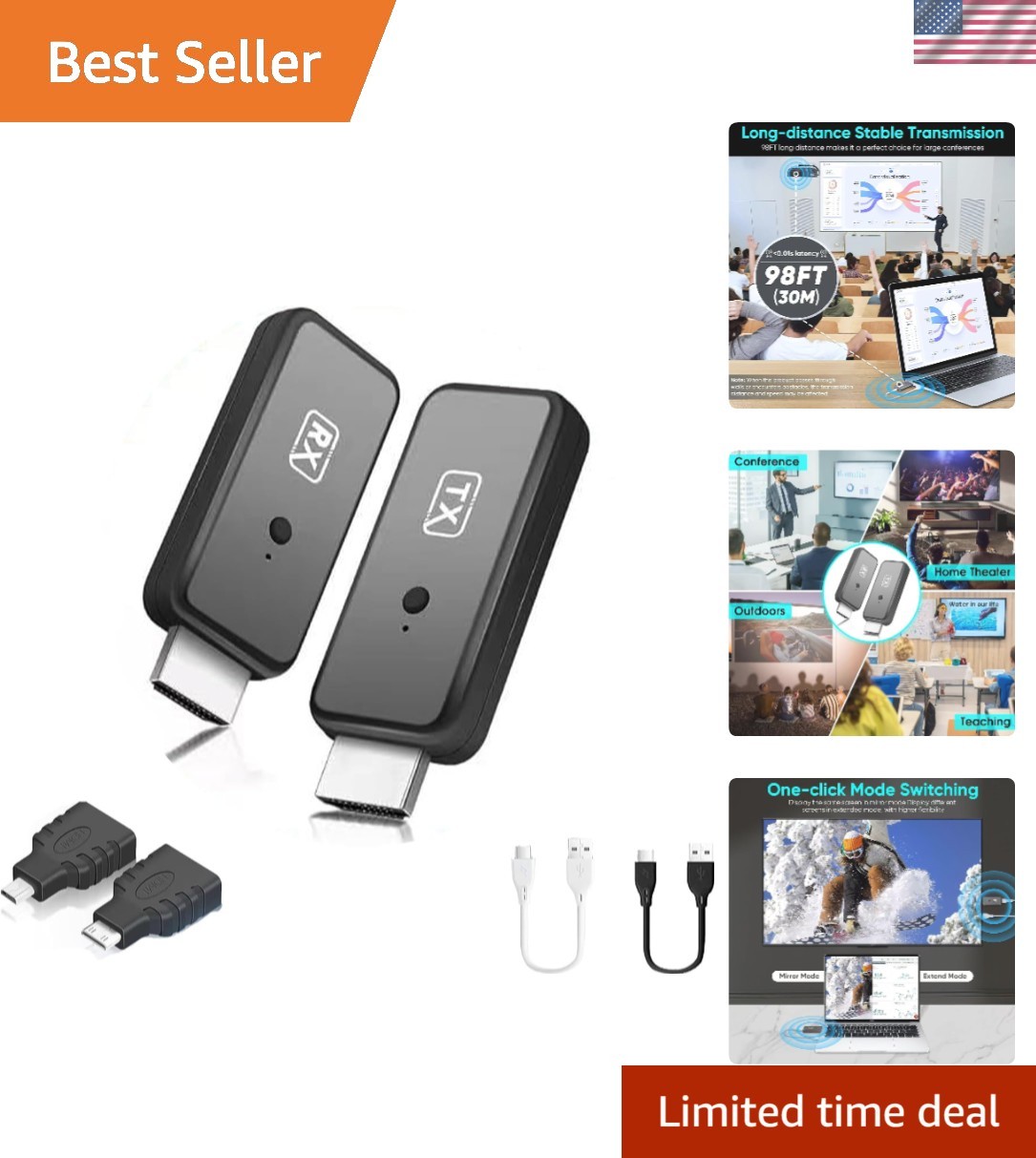 T81 Wireless HDMI Transmitter & Receiver - 100ft Plug & Play Streaming Kit