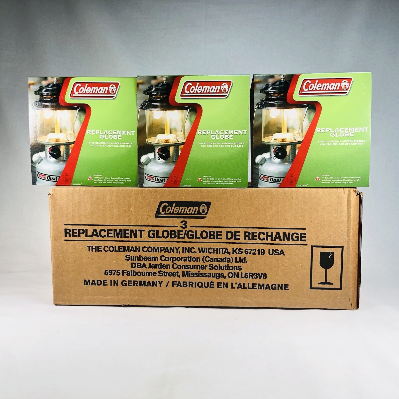 3 Pack Coleman 290B043 Clear Lantern Globe made in Germany 220 228 290 295 252