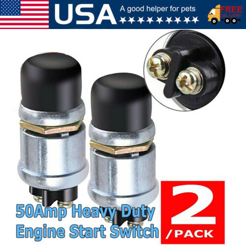 2PCS 12 Volt DC Heavy-Duty Start Momentary Push-Button Starter Switch 50 Amps US