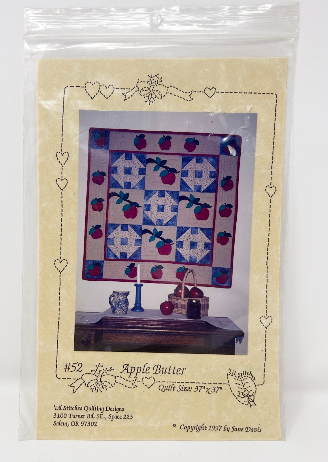 'Lil Stitches Quilting Designs Apple Butter #52 Wall Quilt Pattern 37x37" 1997