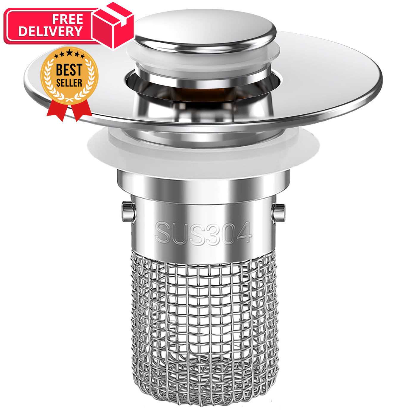 Sink Stopper Hair Catcher, Pop-up Drain Strainer with Removable Sliver-1