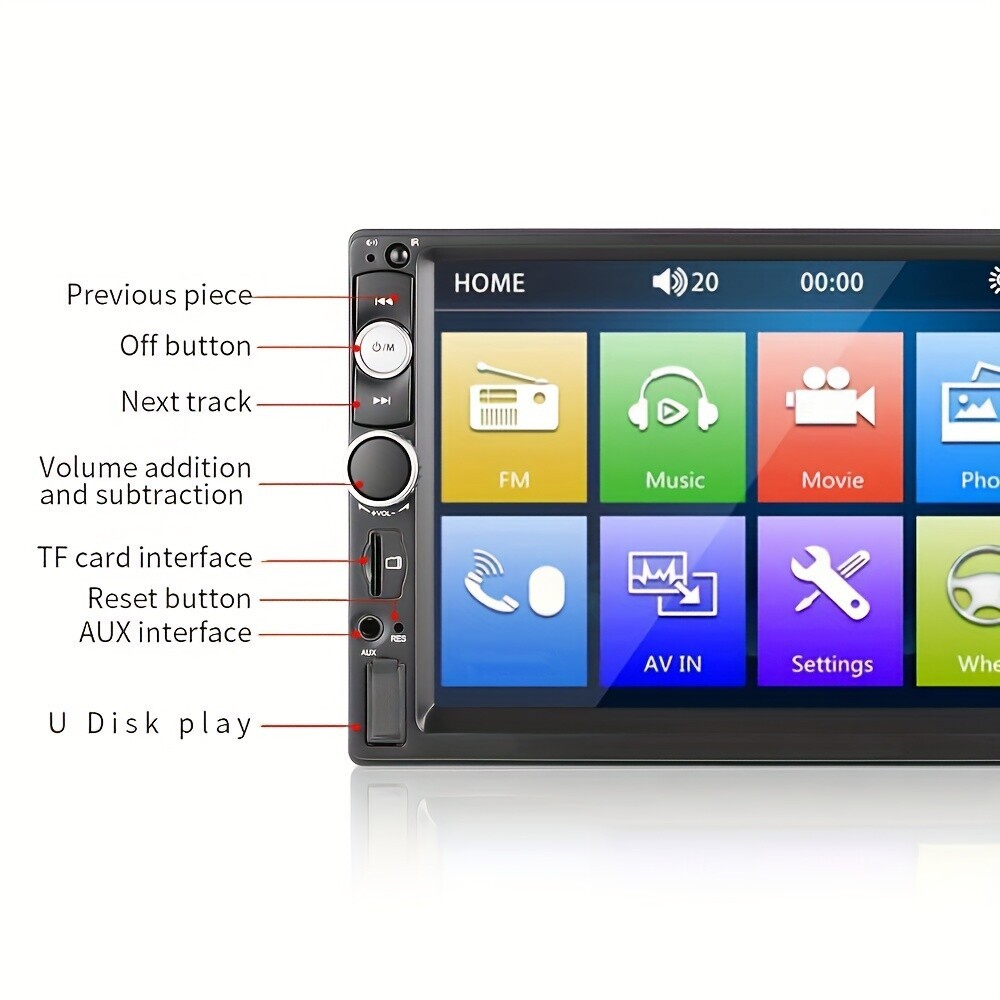 MP5 Car Player 2 Din 7 Inch Touch Screen Car Stereo Bluetooth + Backup Camera^