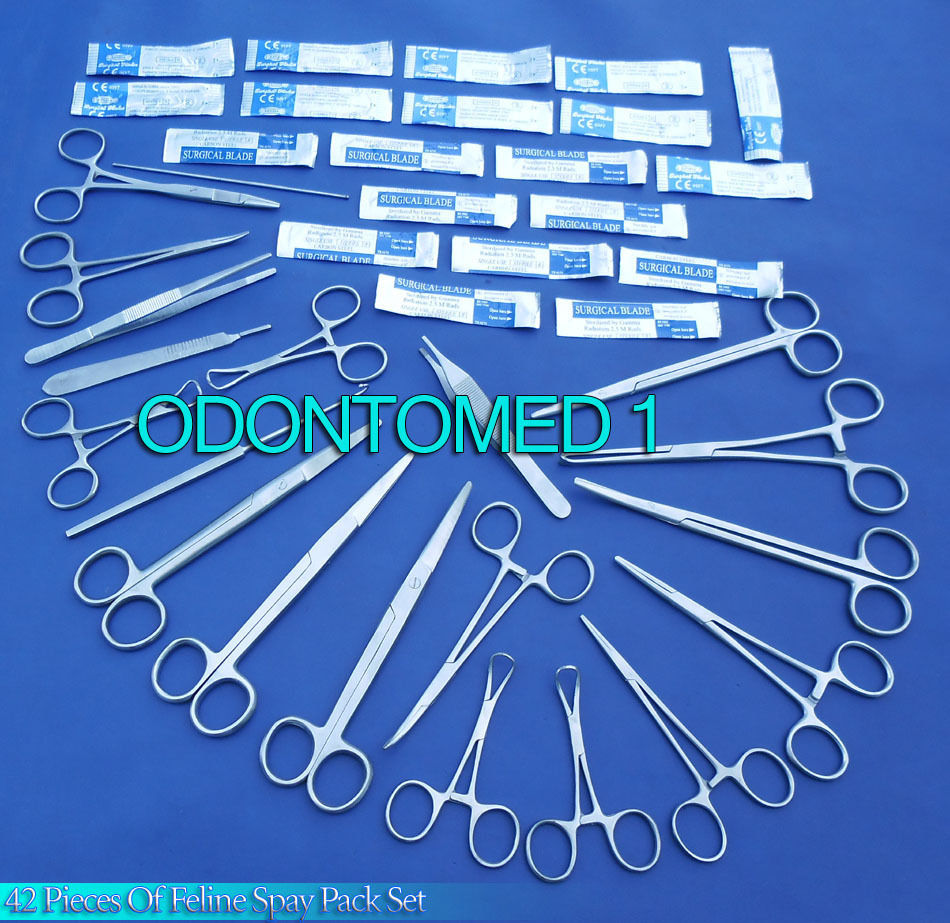 42 PC FELINE SPAY PACK VETERINARY SURGICAL INSTRUMENTS DS-1045