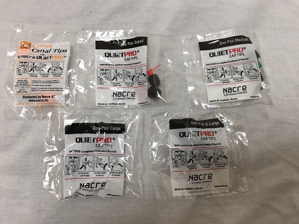 x5 NACRE Quiet Pro Ear Tips 5pc XS,S,M,L,XL MBITR Motorola XTS Sylinx USMC