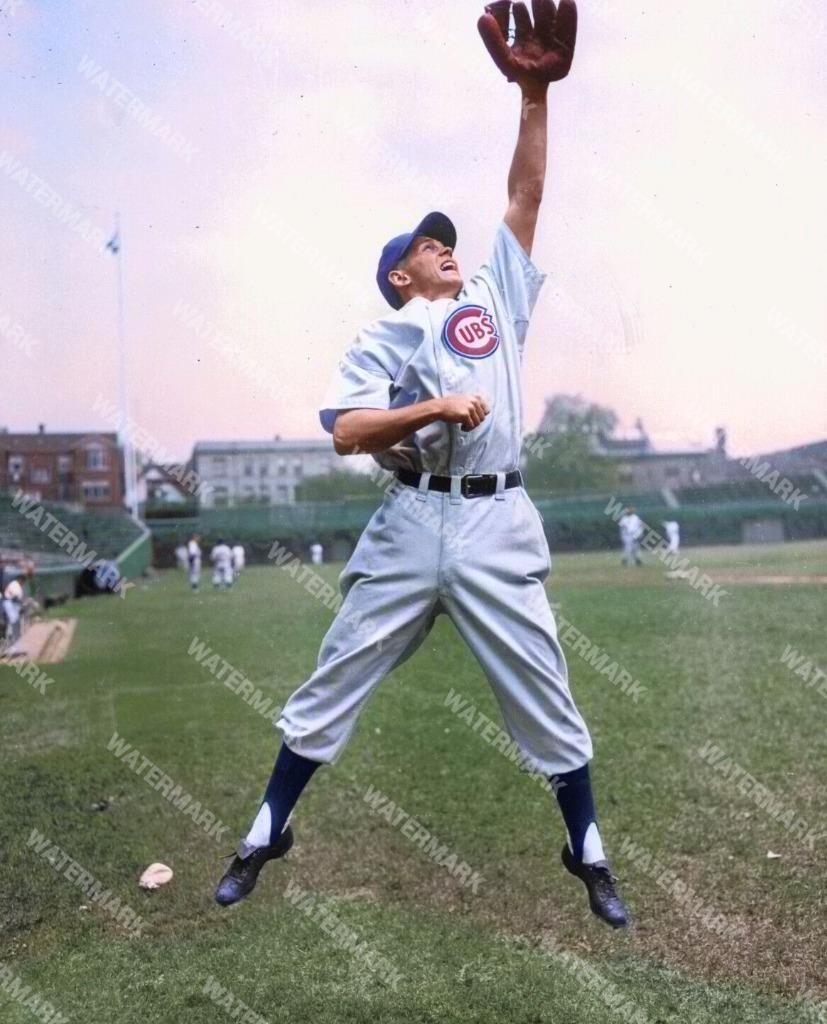GW149 Gene Mauch Chicago Cubs Fielding 8x10 11x14 16x20 Colorized Photo