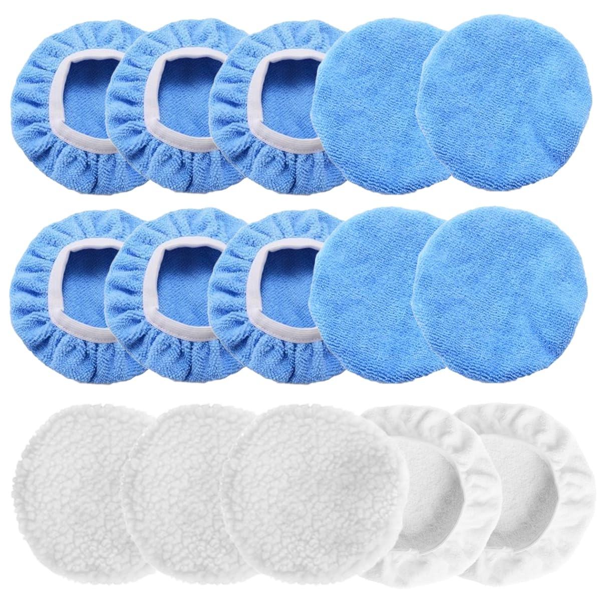 15PCS Car Polisher Pad Bonnets, 5 to 6 Inch Soft Polishing Bonnets Buffing Pads,