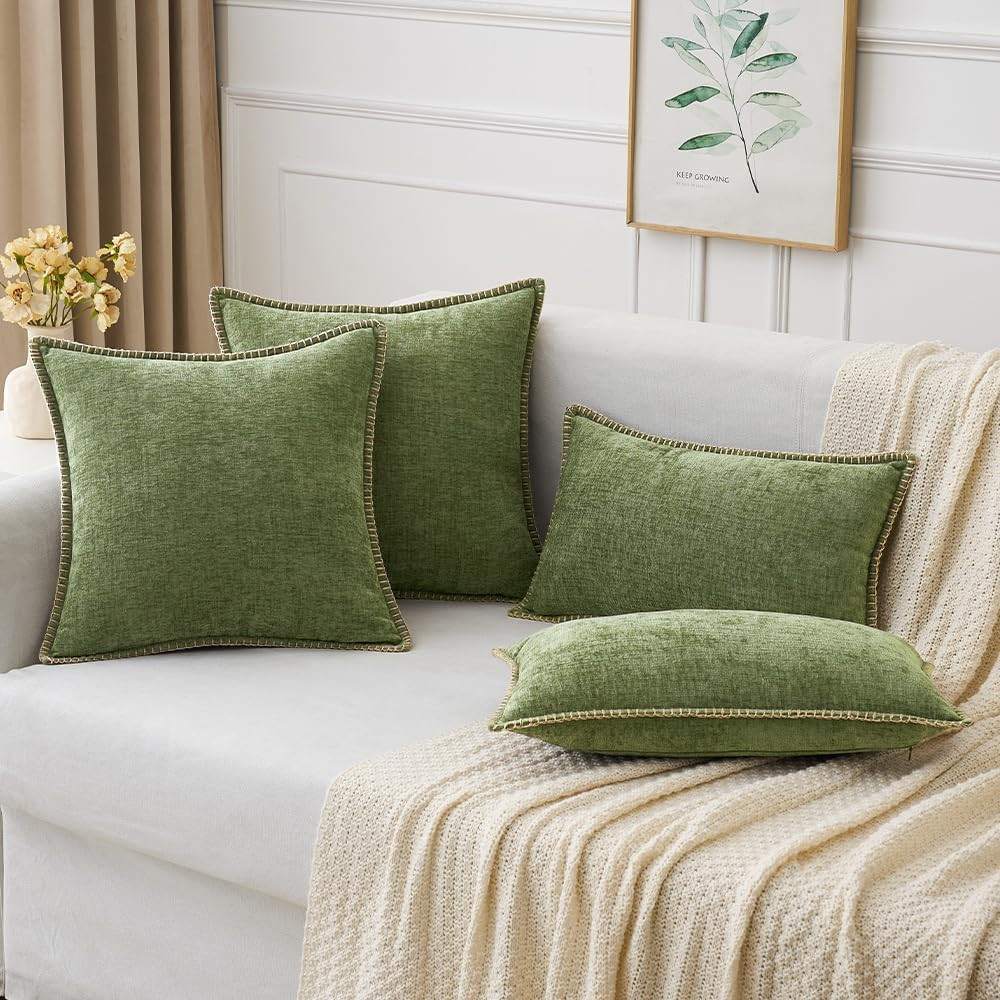 MIULEE Pack of 2 Couch Throw Pillow Covers 18X18 Inch Sage Green Farmhouse Decor
