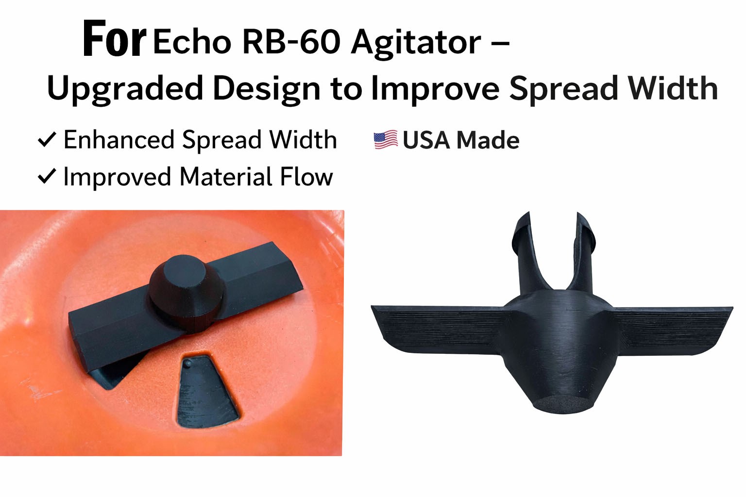 Upgraded Broadcast Spreader Black Replacement Part For Echo RB-60 Agitator US