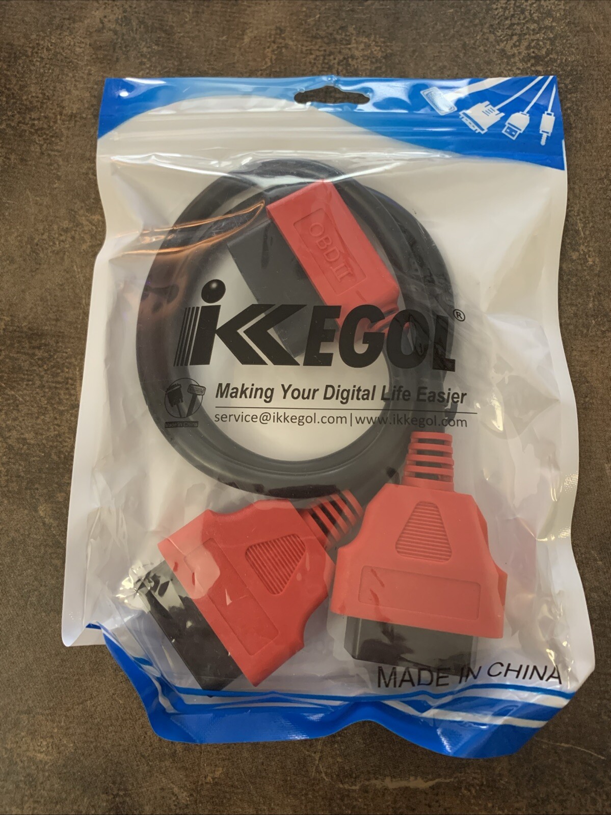 IKKegol - 30cm/12 Right Angle OBD2 OBD II Y Splitter Cable 1x Male and 2X Female