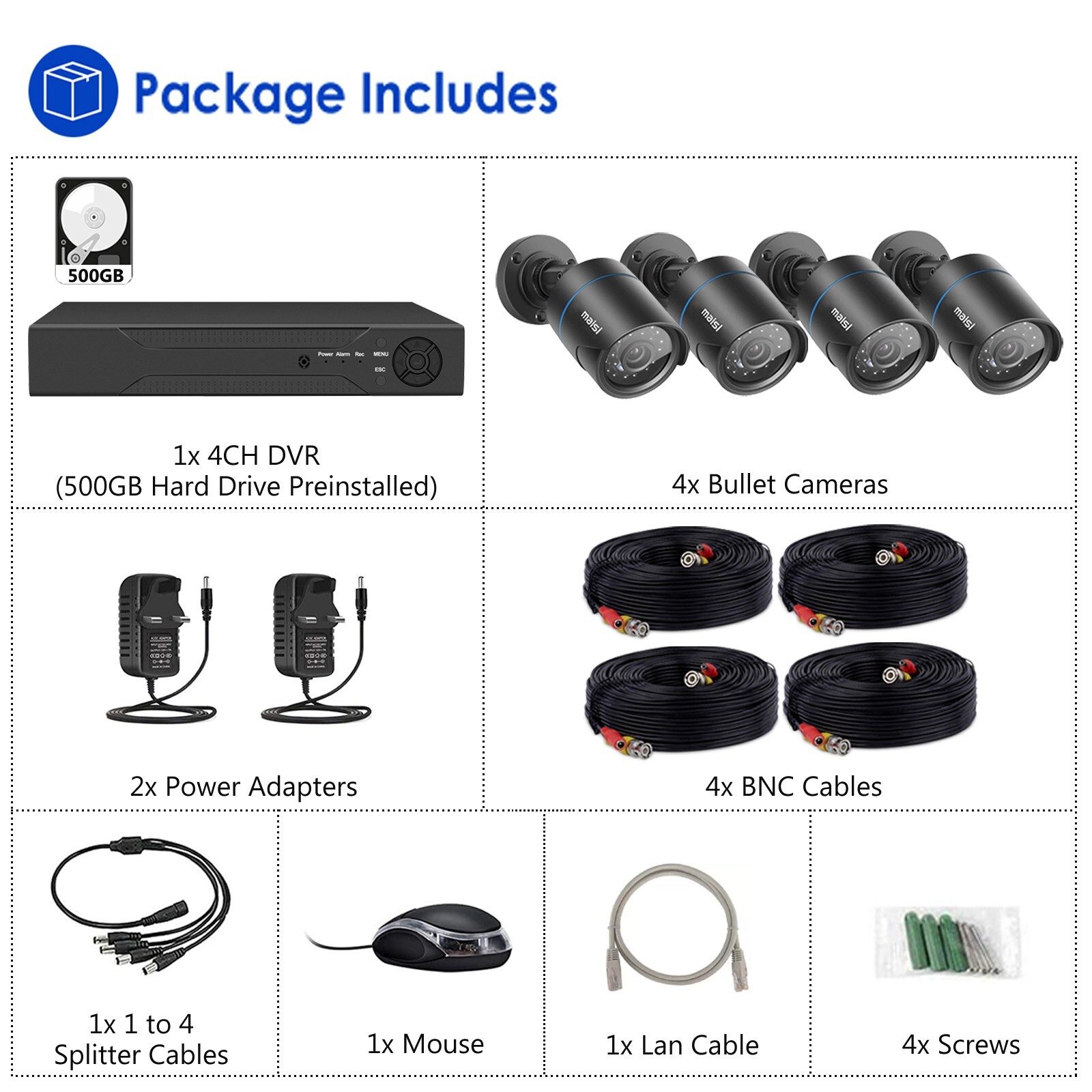 5MP 4CH 8CH DVR CCTV Security Camera System Motion Detection IR Night Vision