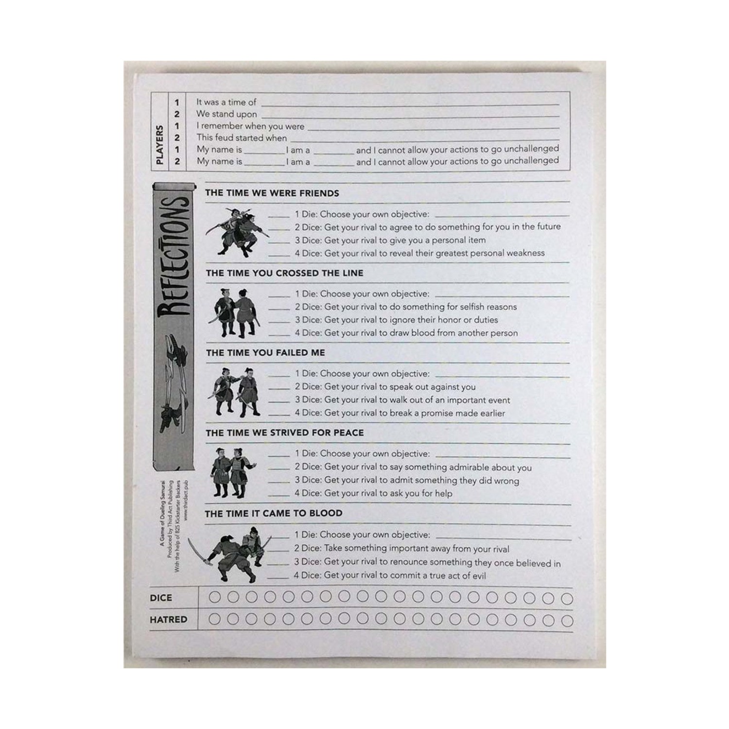 Third Act Role Playing Games Third Act Publishing Character Pad NM