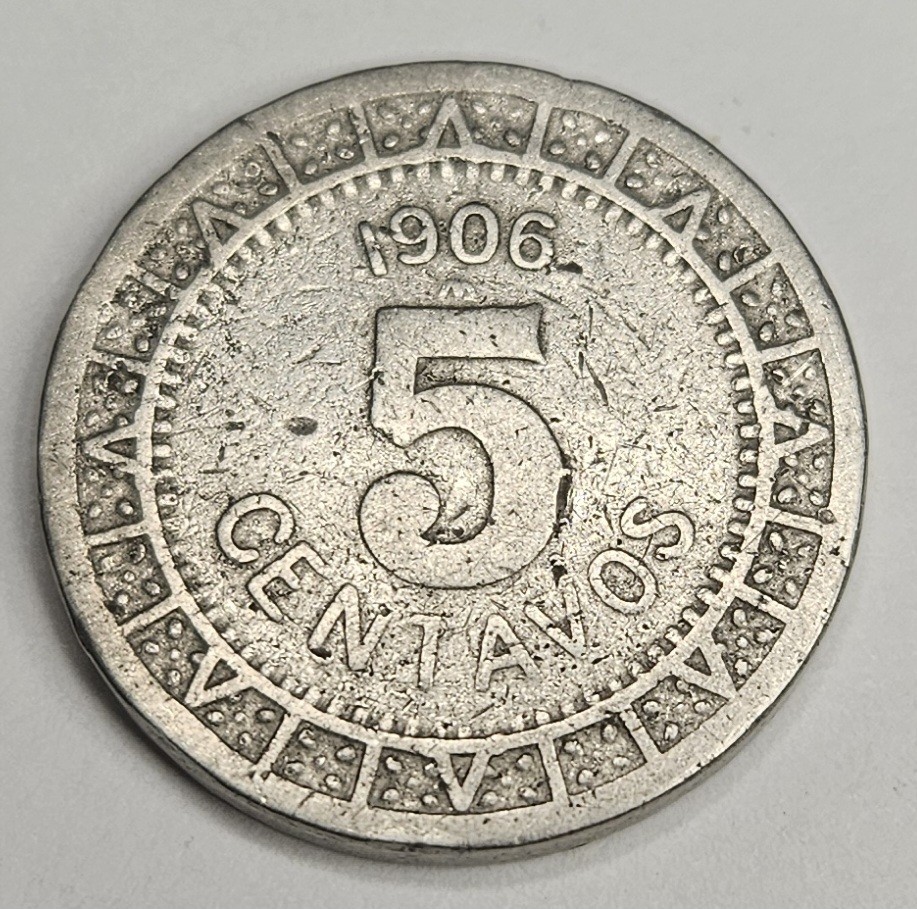 1906 Mexico 5 Five Centavos - Circulated Mexican Nickel World Coin