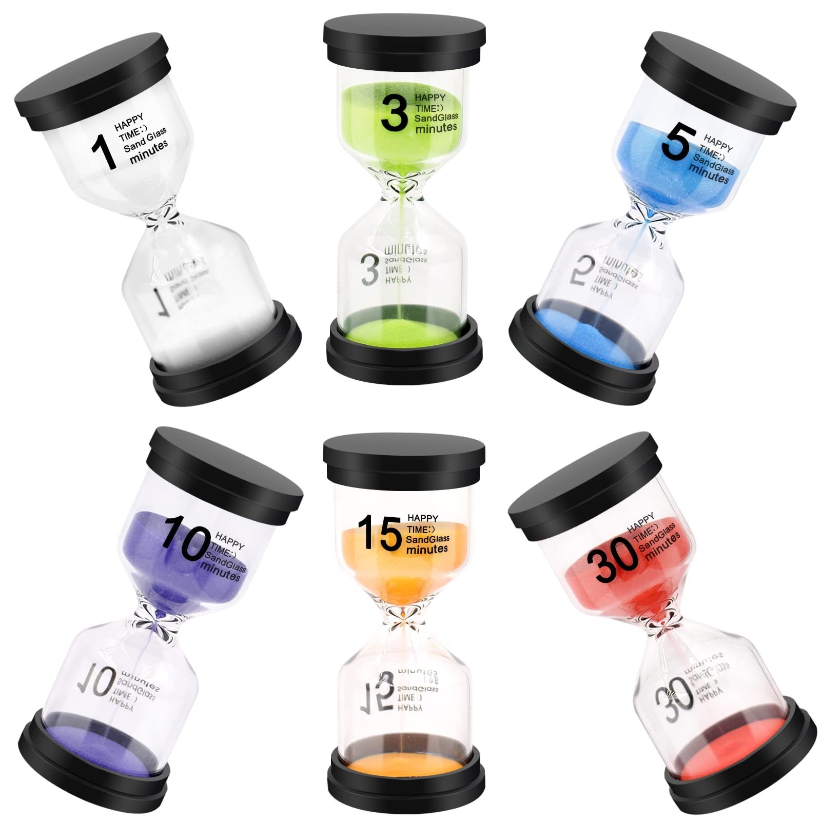 Sand Timer, Sand Timers Colorful 1/3/5/10/15/30 Minutes Sandglass Timer with ...